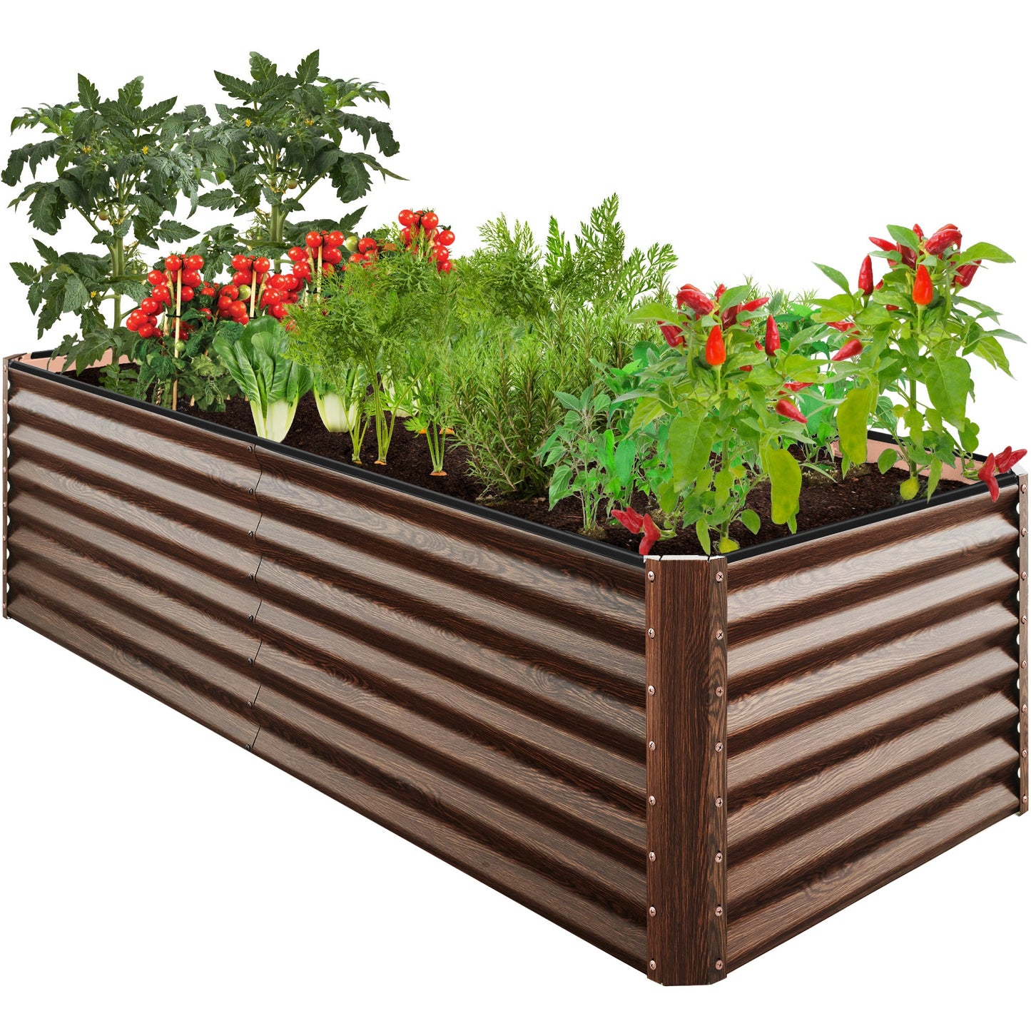Outdoor Metal Raised Garden Bed for Vegetables Flowers Herbs - 8x4x2ft