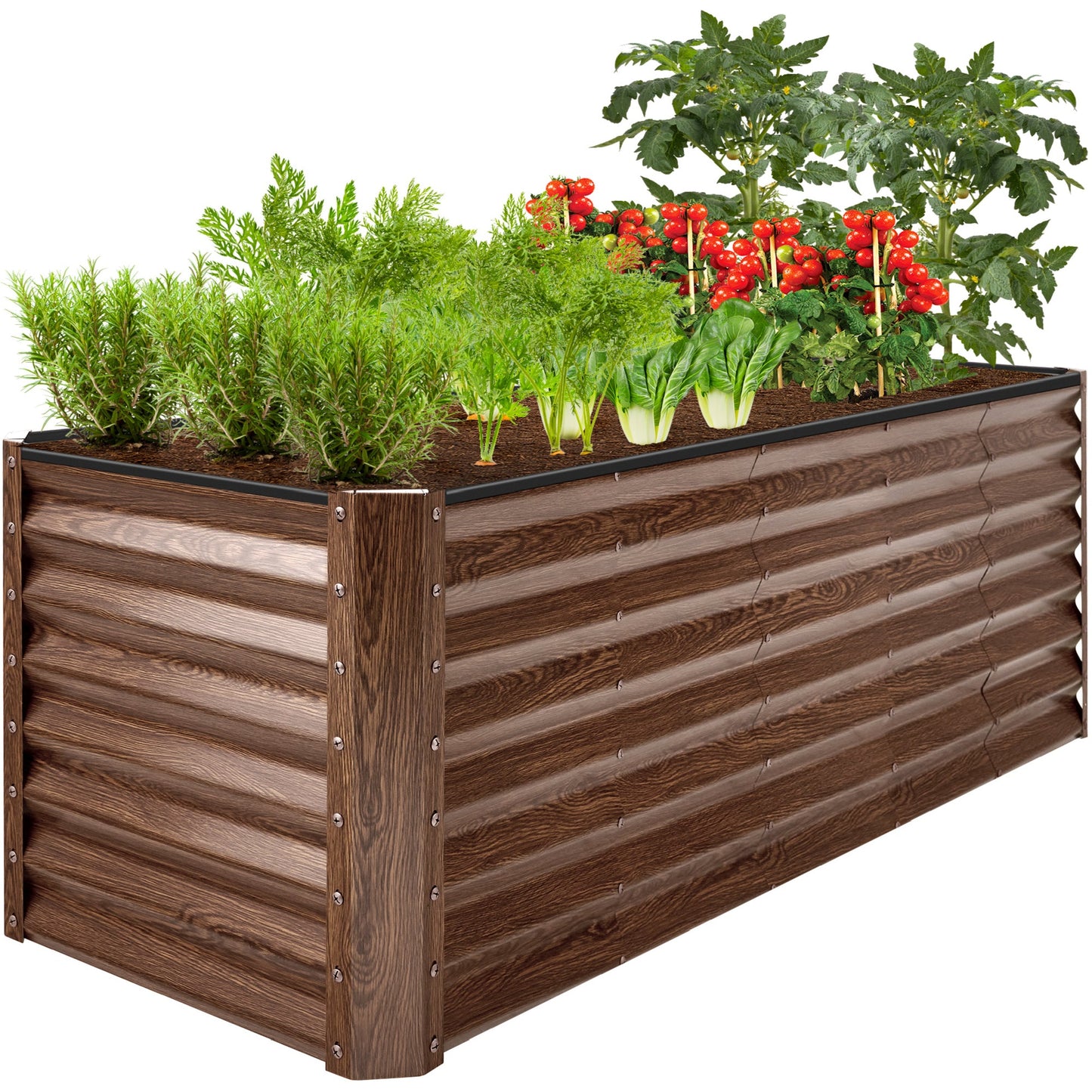 Outdoor Metal Raised Garden Bed for Vegetables Flowers Herbs - 8x2x2ft