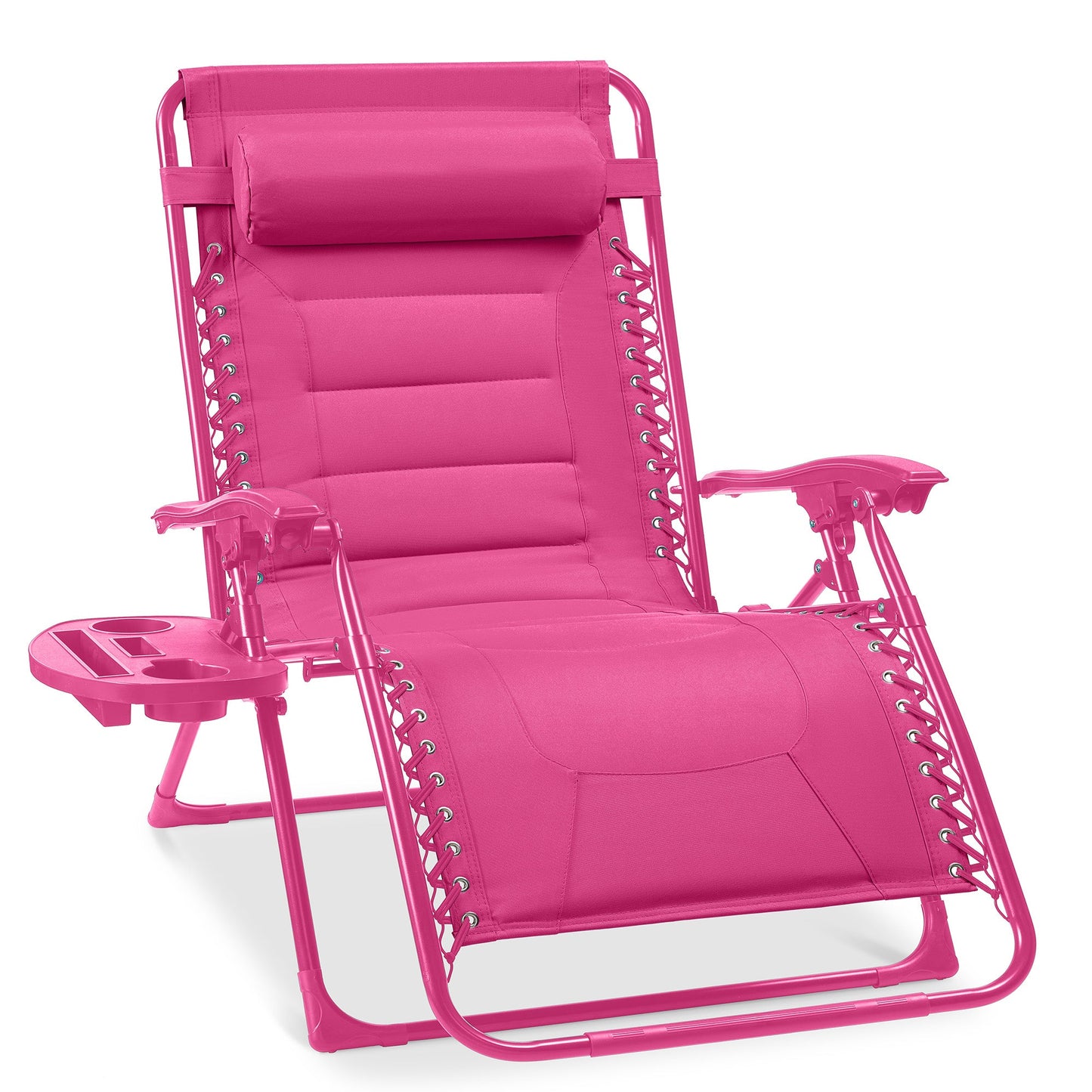 Oversized Padded Zero Gravity Chair Folding Recliner w/ Headrest Side Tray