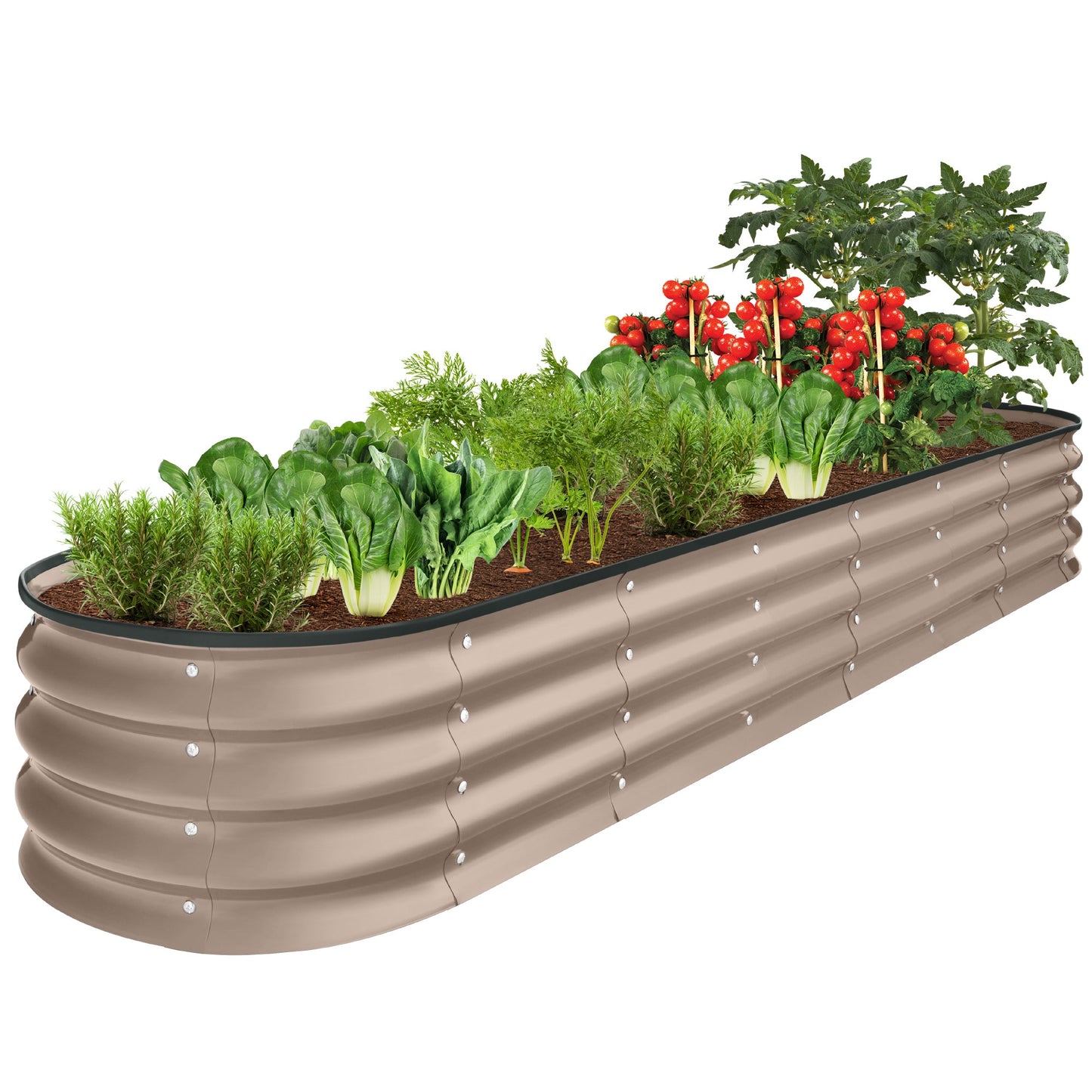 Outdoor Metal Raised Oval Garden Bed for Vegetables Flowers - 8x2x1ft