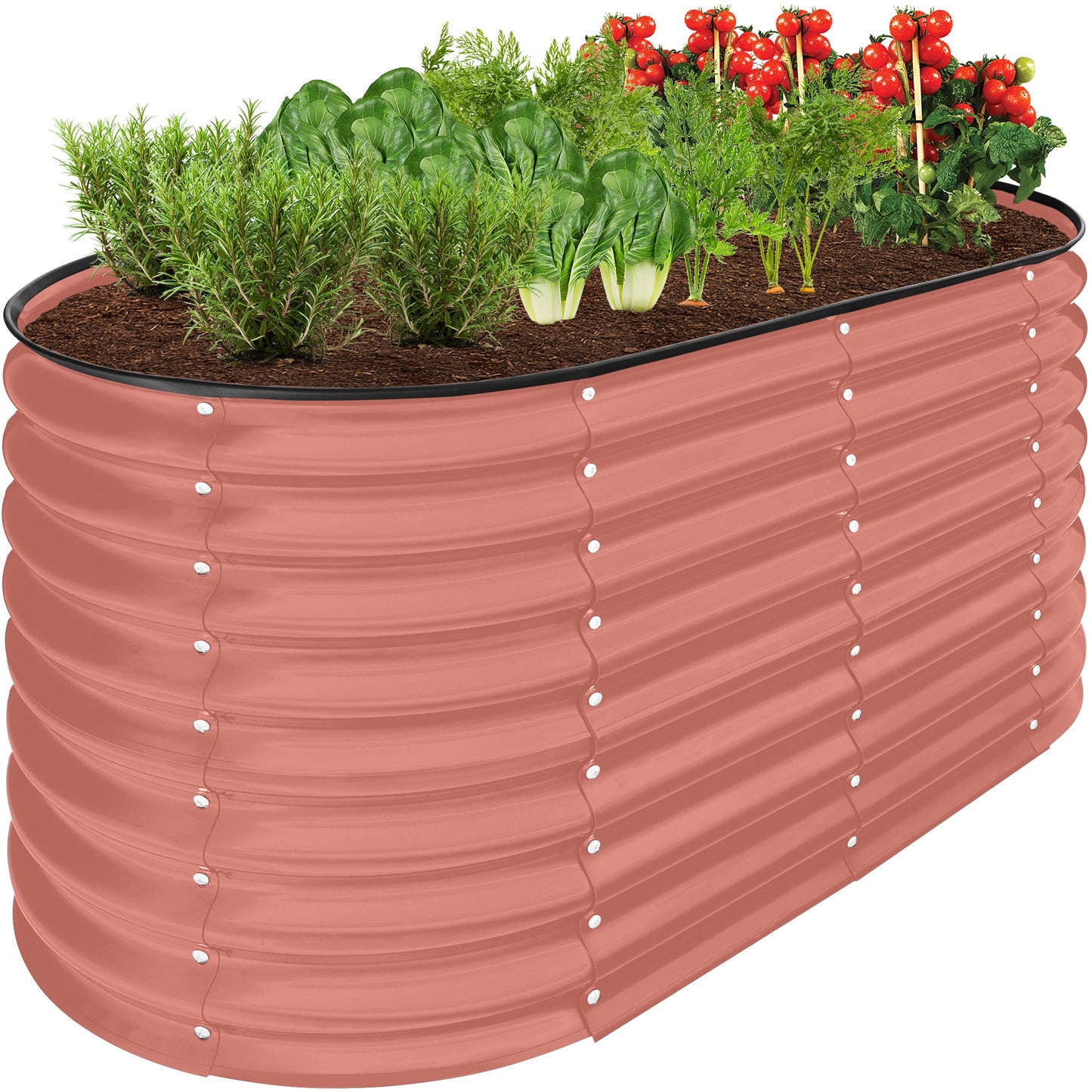 Outdoor Raised Metal Oval Garden Bed Planter Box - 4x2x2ft