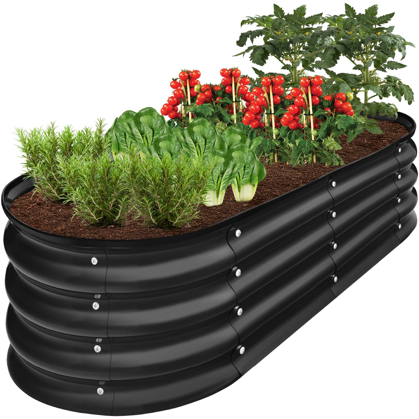 Outdoor Raised Metal Oval Garden Bed Planter Box - 4x2x1ft