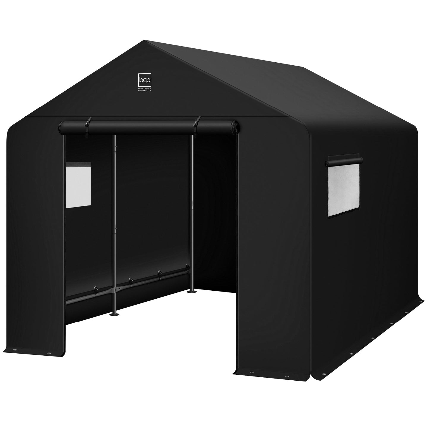 Outdoor Fabric Storage Shed w/ Metal Frame Dual Zipper Doors - 10x8ft