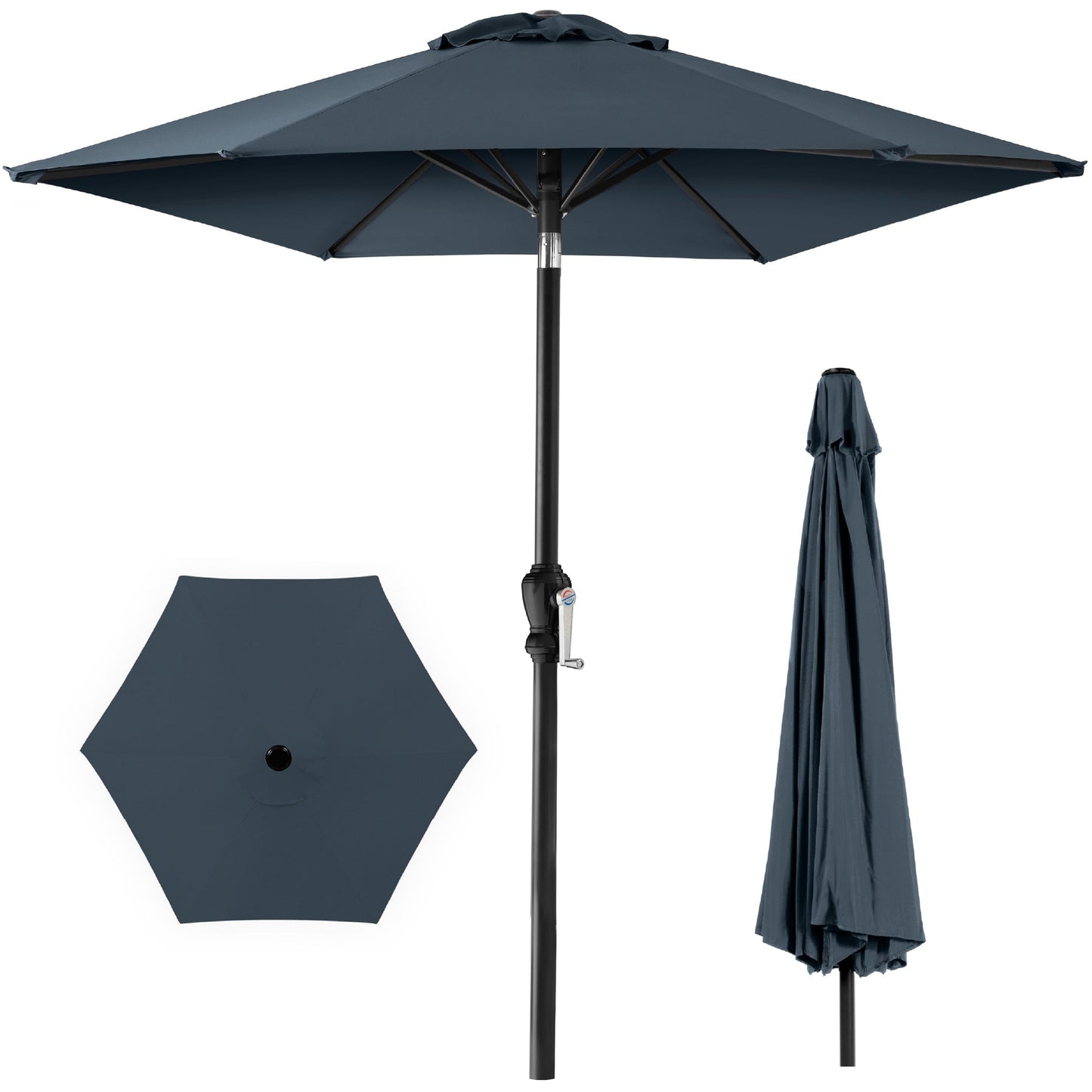 Outdoor Steel Market Patio Umbrella Decoration w/ Tilt Crank Lift - 10ft
