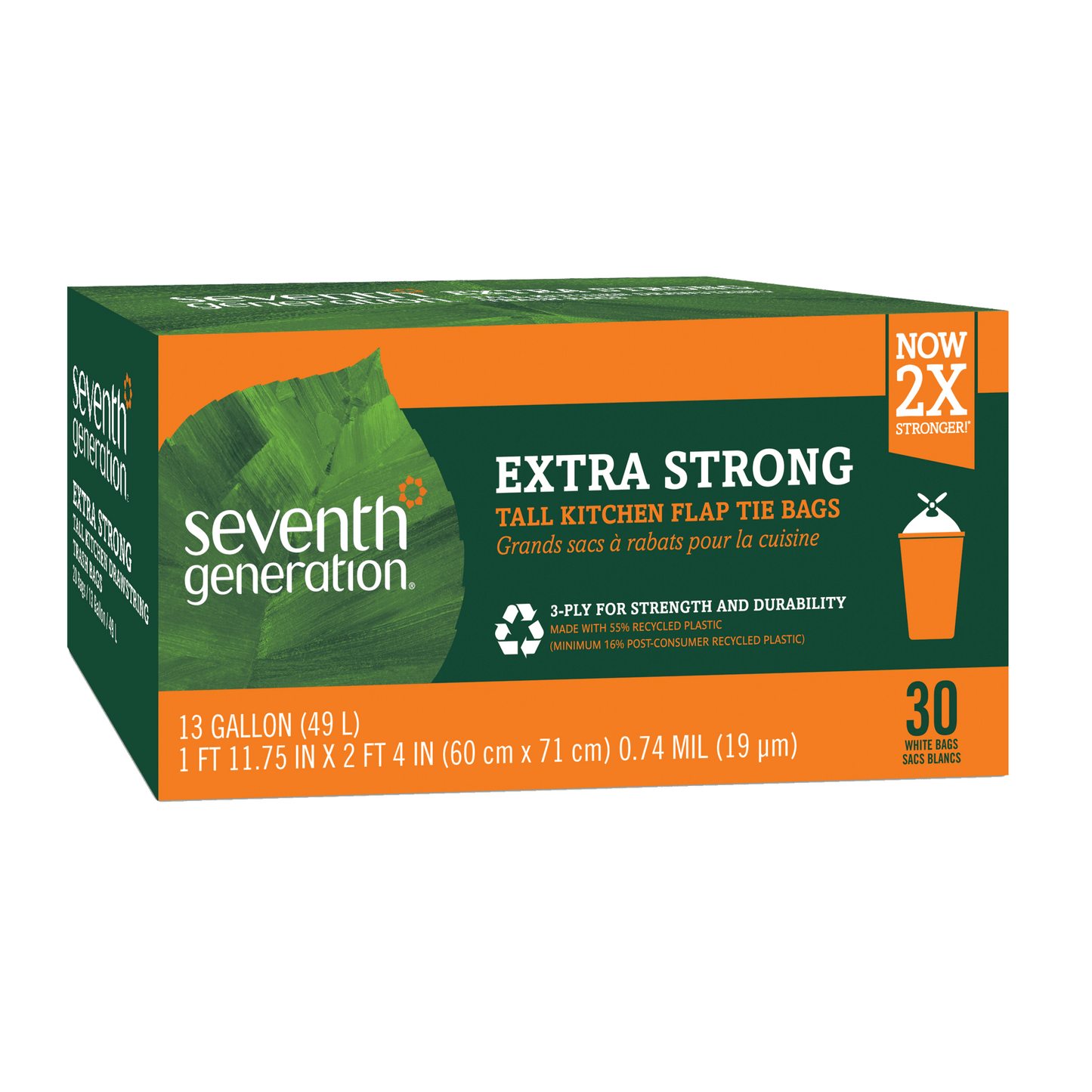 Extra Strong Tall Kitchen Flap Tie Trash Bags - 13 gallon