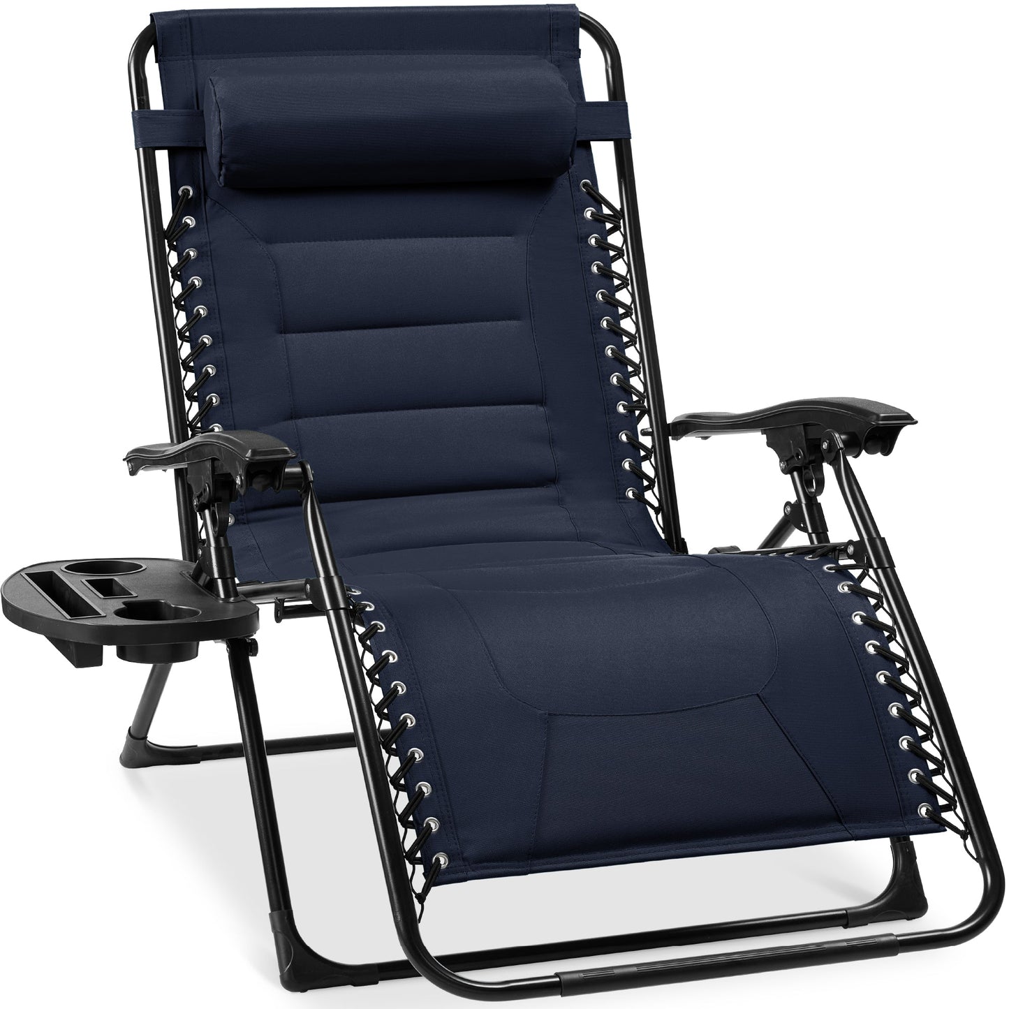Oversized Padded Zero Gravity Chair Folding Recliner w/ Headrest Side Tray