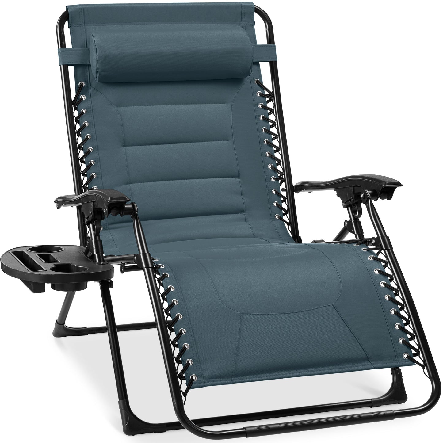 Oversized Padded Zero Gravity Chair Folding Recliner w/ Headrest Side Tray