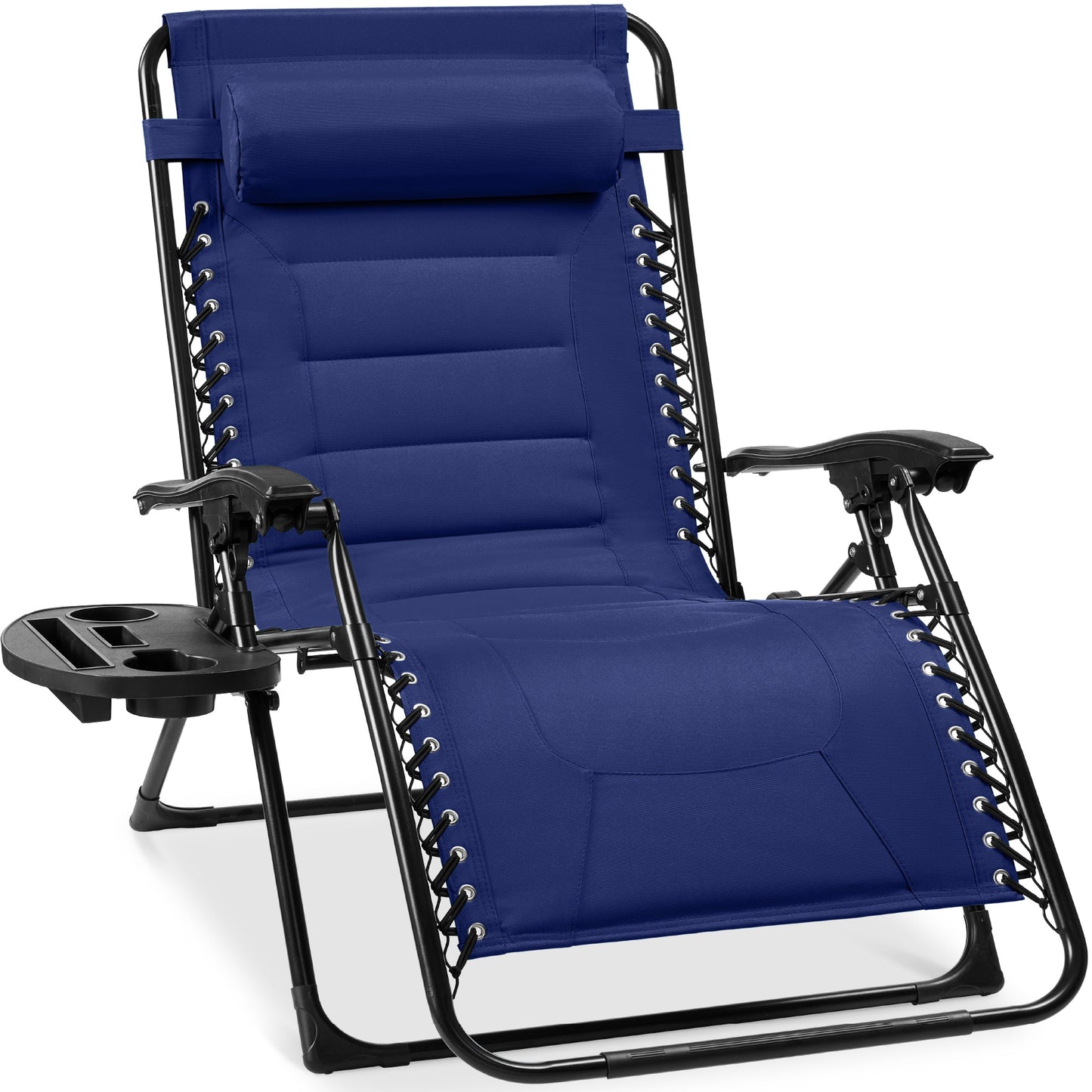 Oversized Padded Zero Gravity Chair Folding Recliner w/ Headrest Side Tray