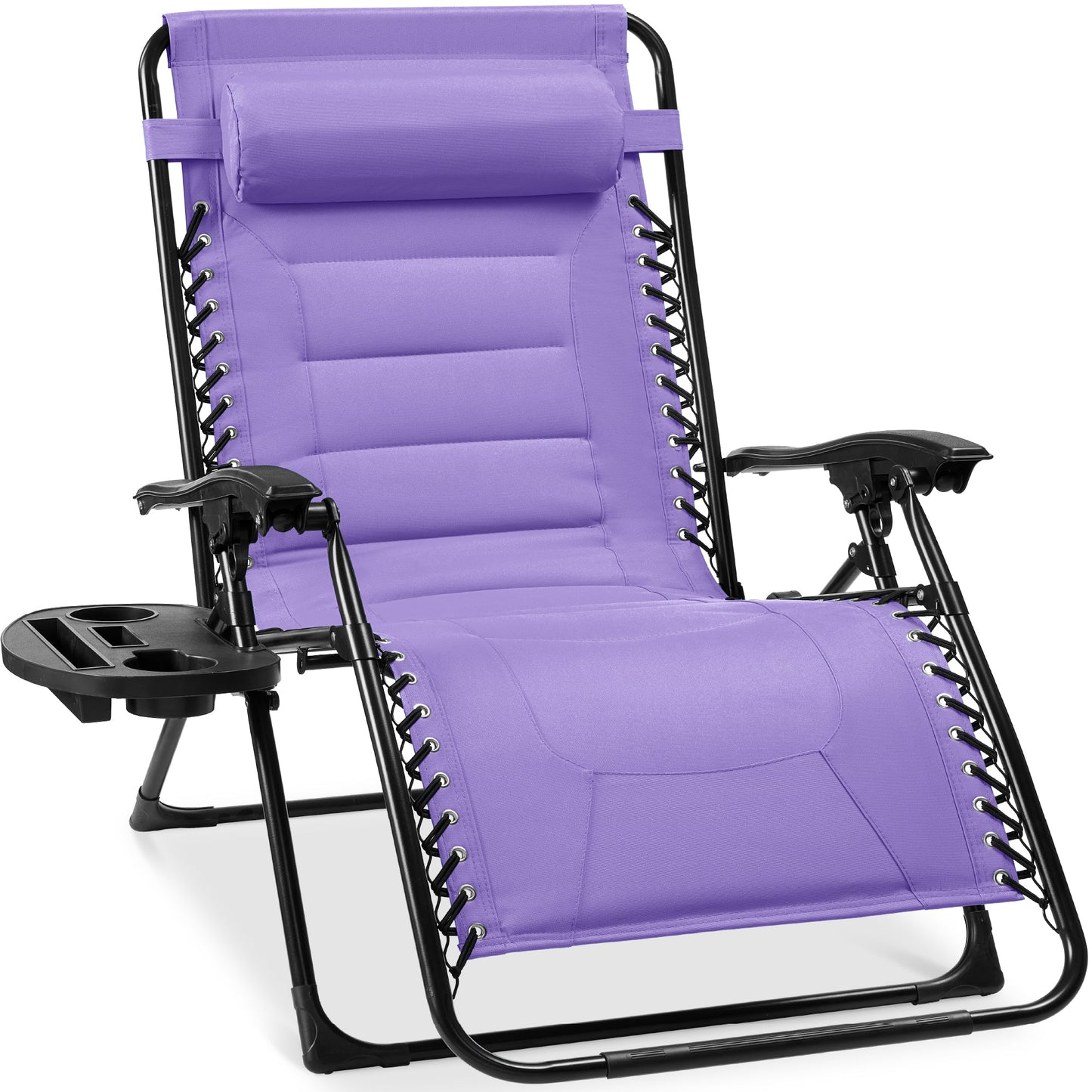 Oversized Padded Zero Gravity Chair Folding Recliner w/ Headrest Side Tray