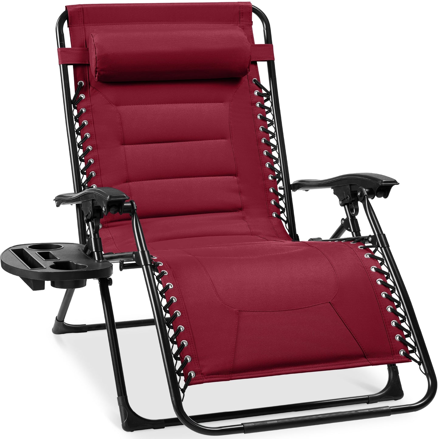 Oversized Padded Zero Gravity Chair Folding Recliner w/ Headrest Side Tray