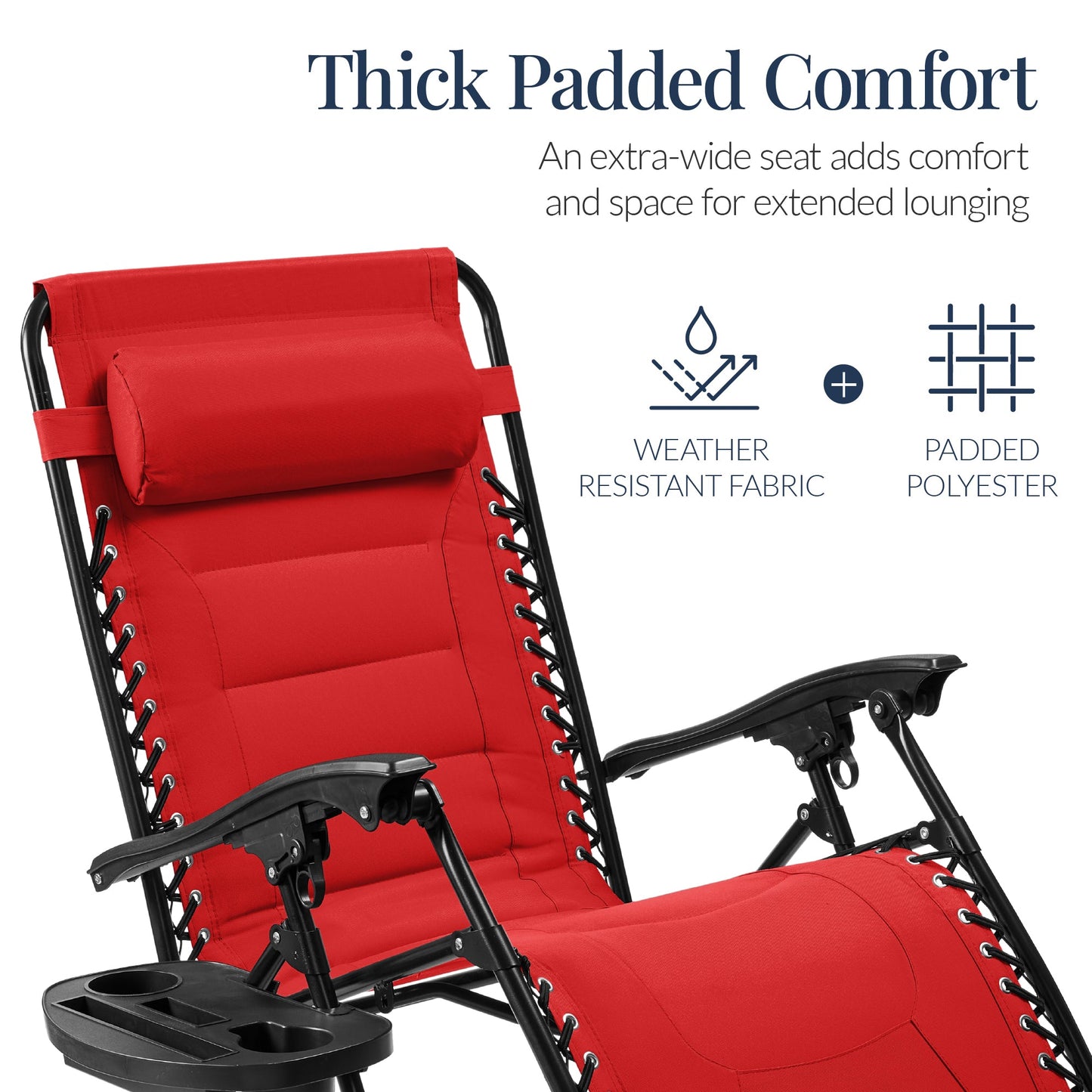 Oversized Padded Zero Gravity Chair Folding Recliner w/ Headrest Side Tray
