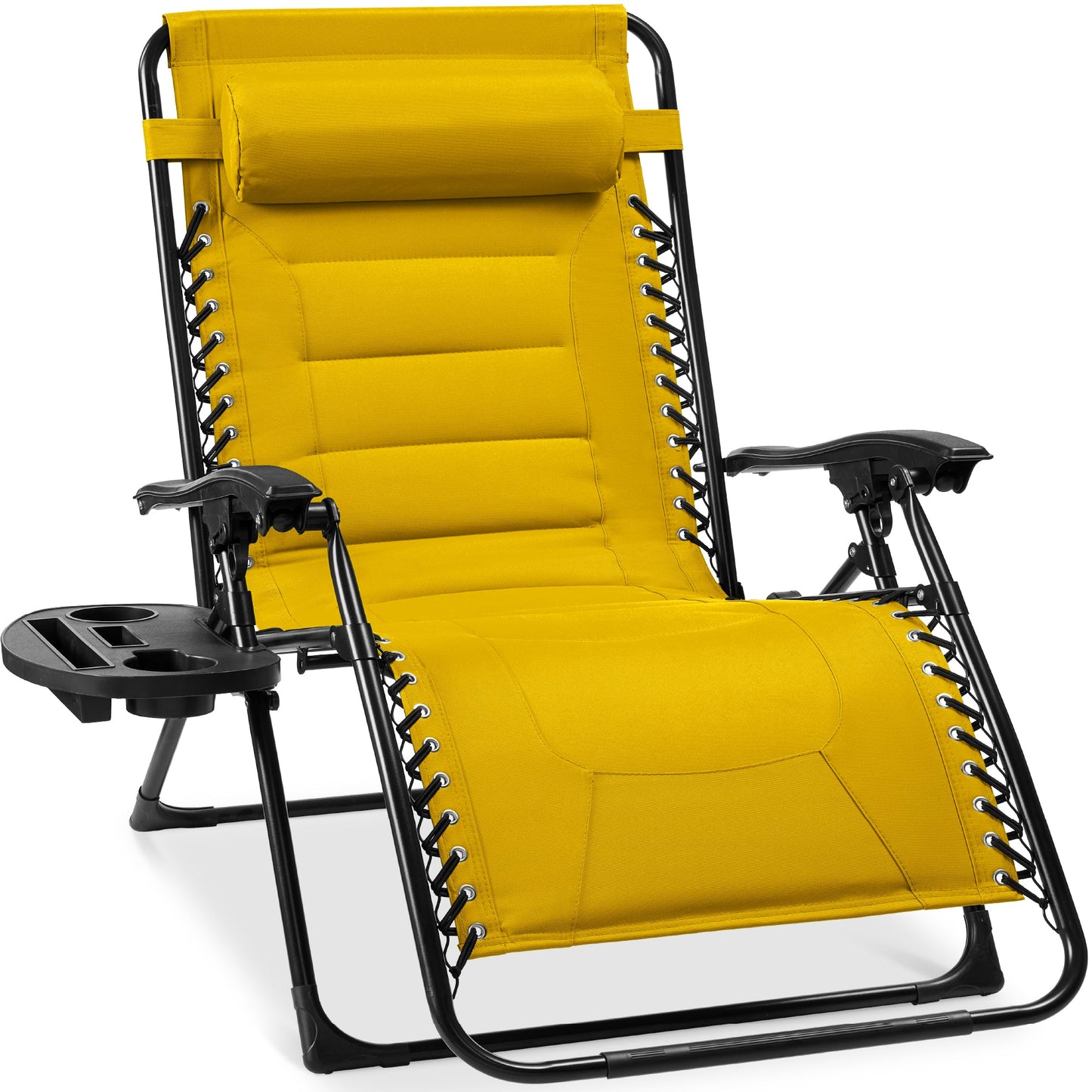 Oversized Padded Zero Gravity Chair Folding Recliner w/ Headrest Side Tray