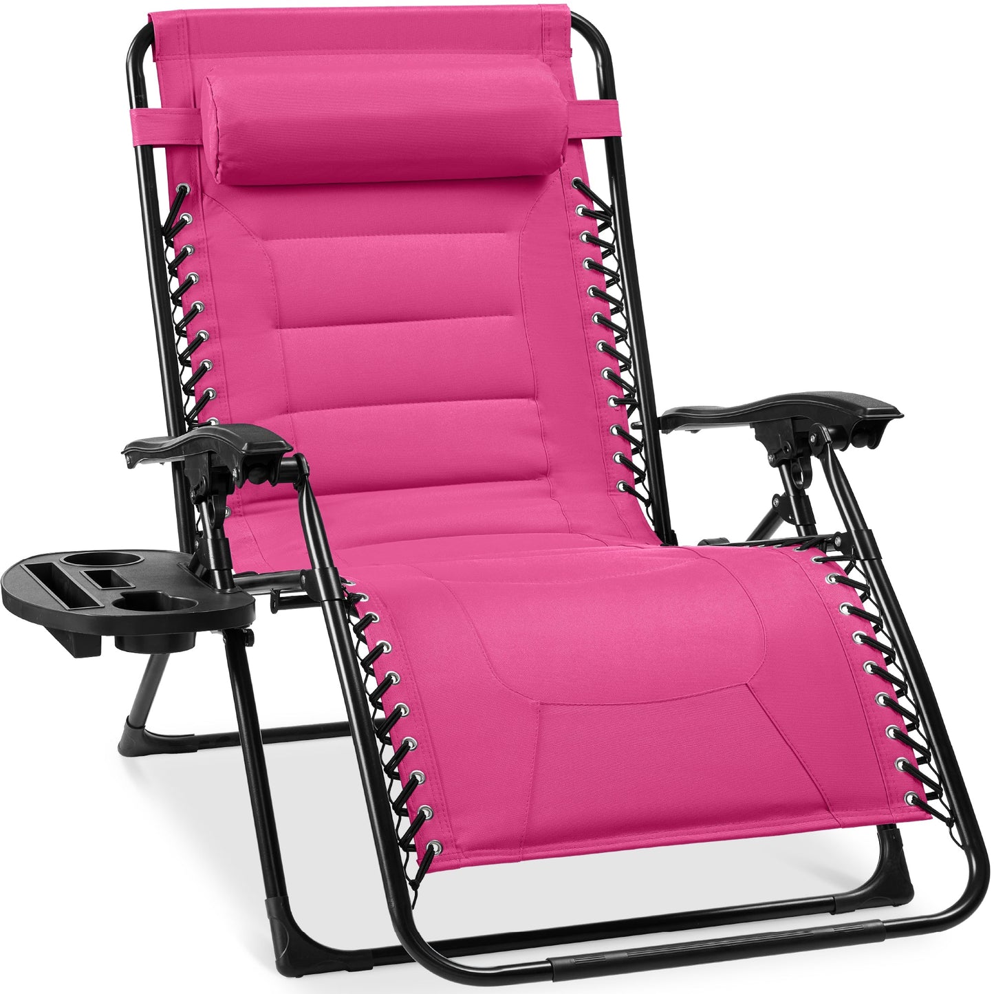 Oversized Padded Zero Gravity Chair Folding Recliner w/ Headrest Side Tray