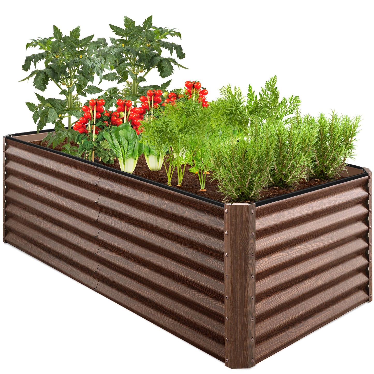 Outdoor Metal Raised Garden Bed for Vegetables Flowers Herbs - 6x3x2ft