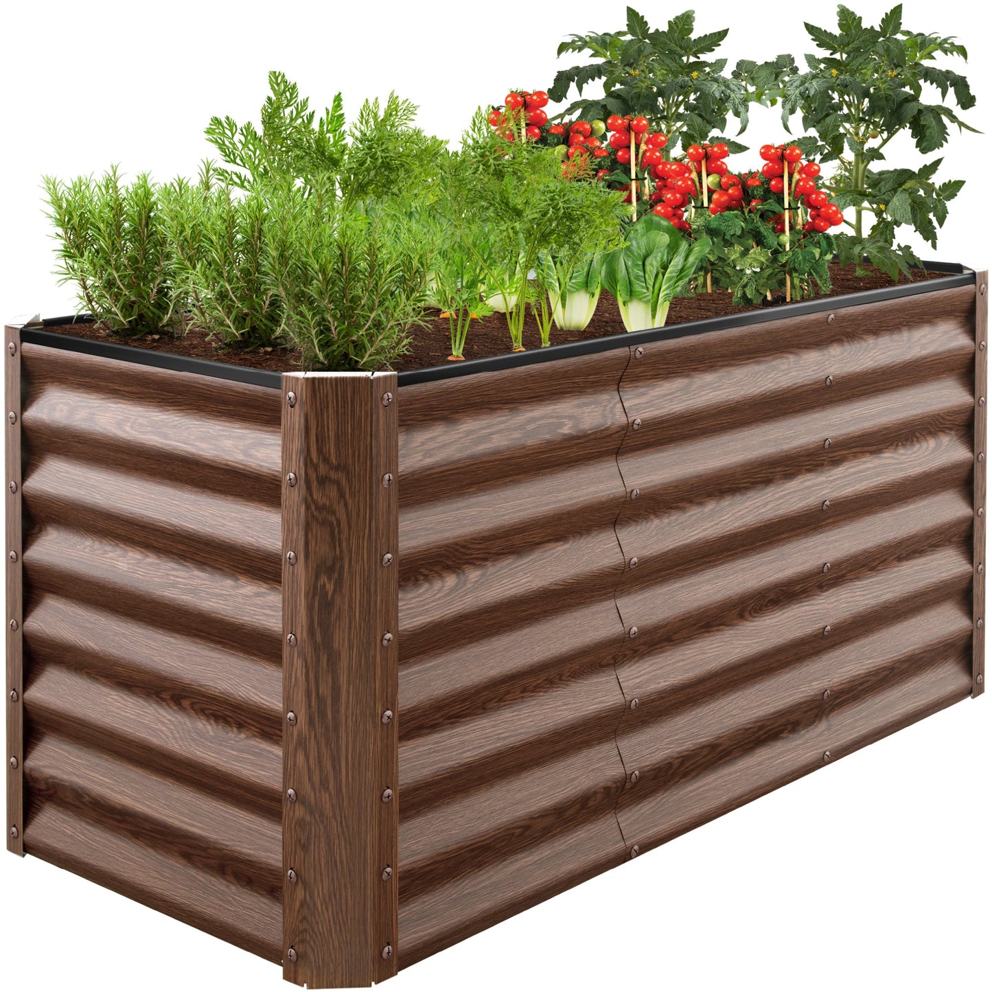 Outdoor Raised Metal Garden Bed for Vegetables Flowers Herbs - 4x2x2ft