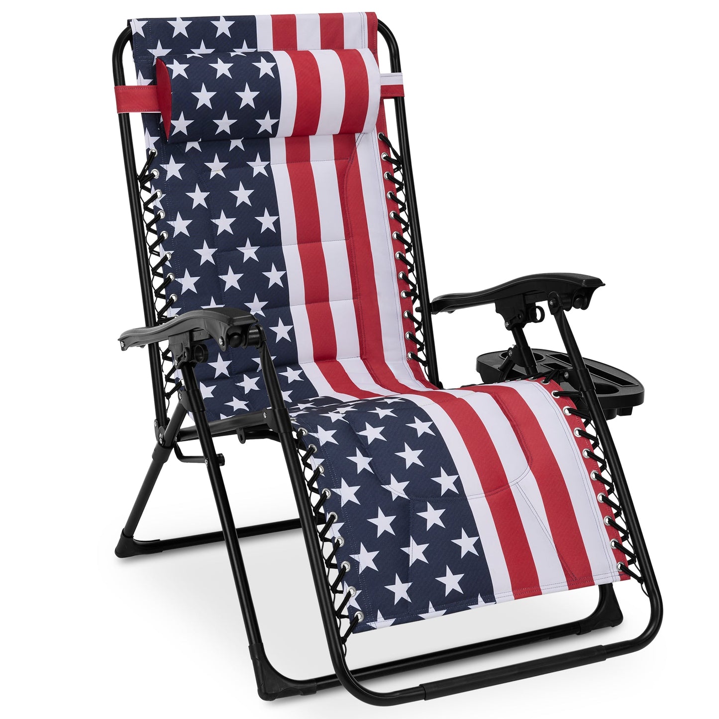 Oversized Padded Zero Gravity Chair Folding Recliner w/ Headrest Side Tray
