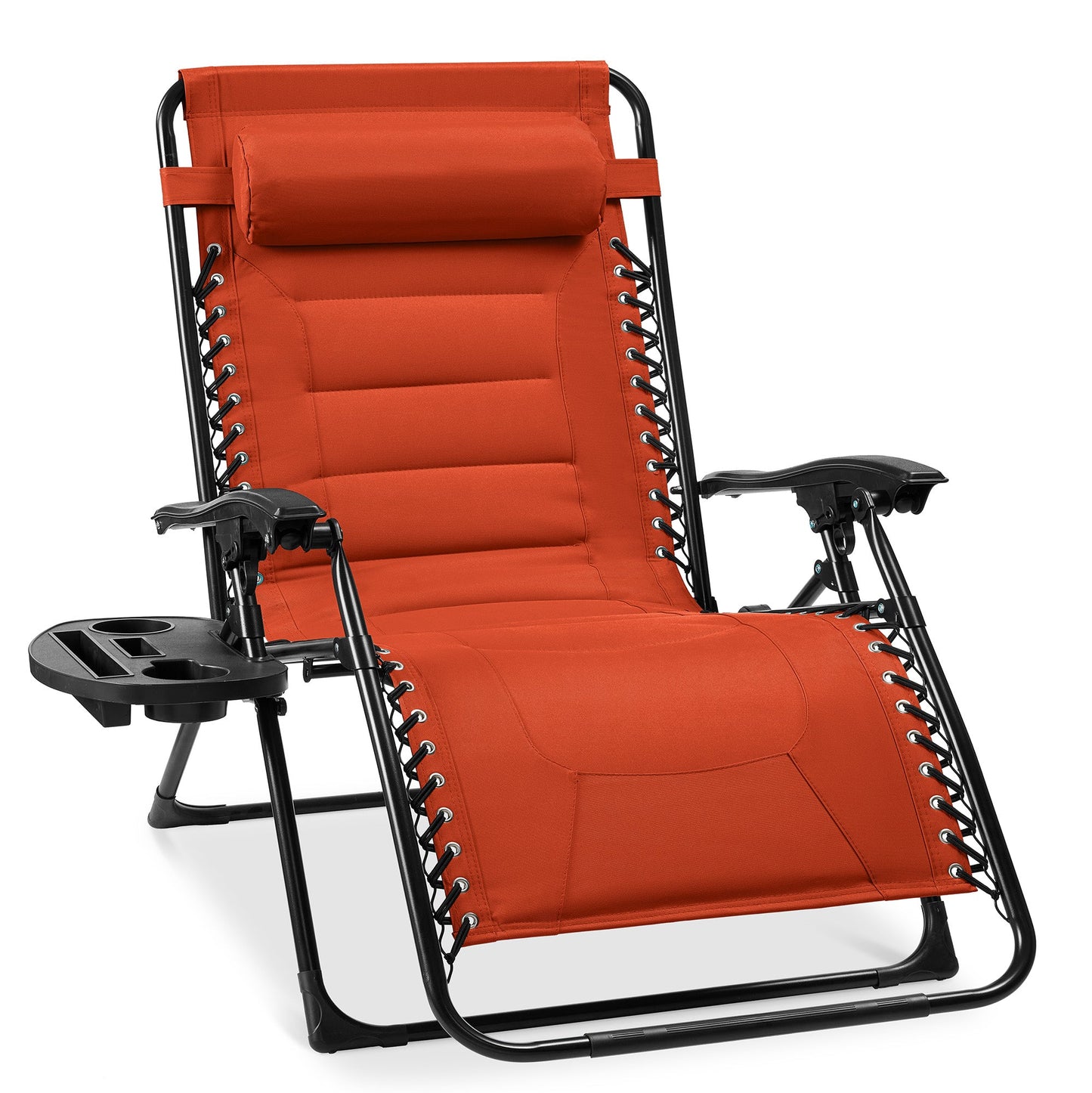 Oversized Padded Zero Gravity Chair Folding Recliner w/ Headrest Side Tray