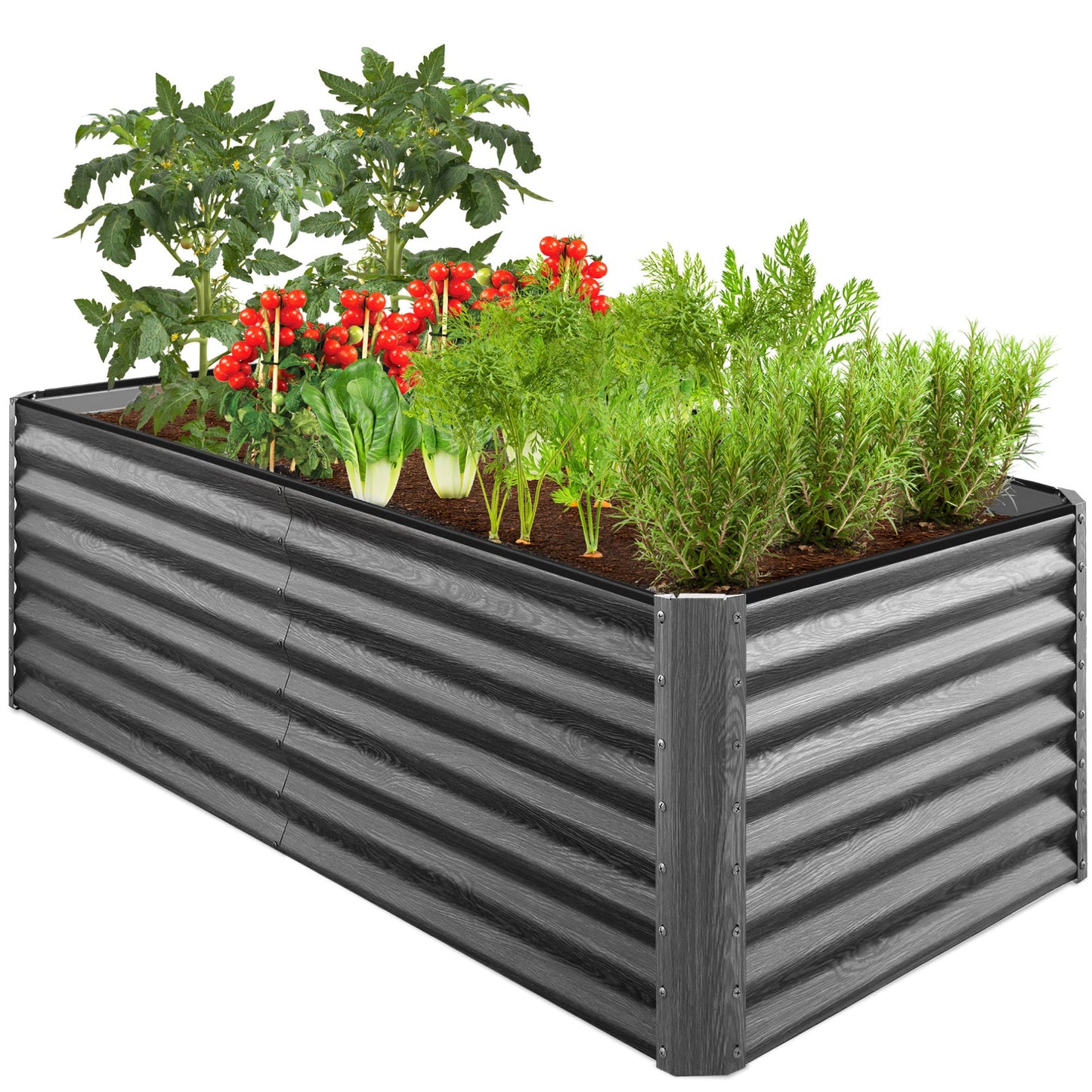 Outdoor Metal Raised Garden Bed for Vegetables Flowers Herbs - 6x3x2ft