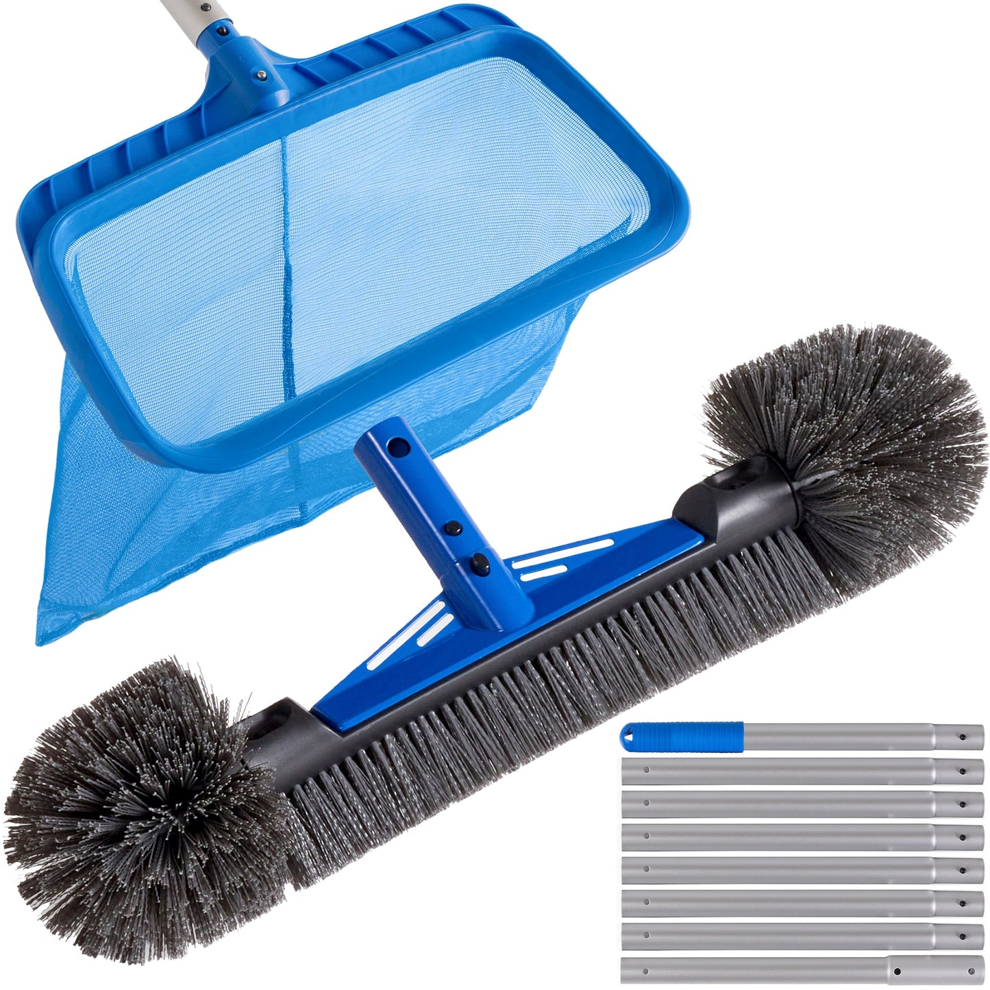 Pool Cleaning Starter KitPool Brush Skimmer Net & 9 ft Aluminum Pole