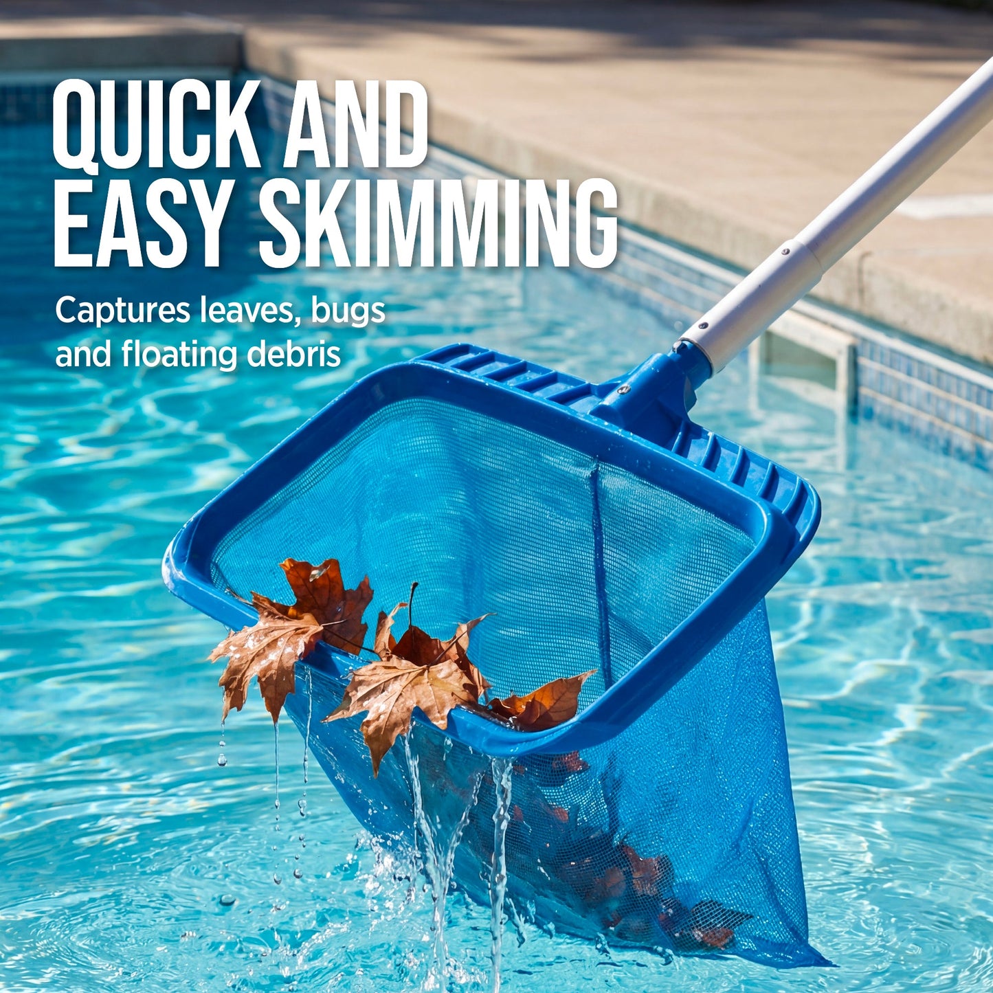 Pool Cleaning Starter KitPool Brush Skimmer Net & 9 ft Aluminum Pole