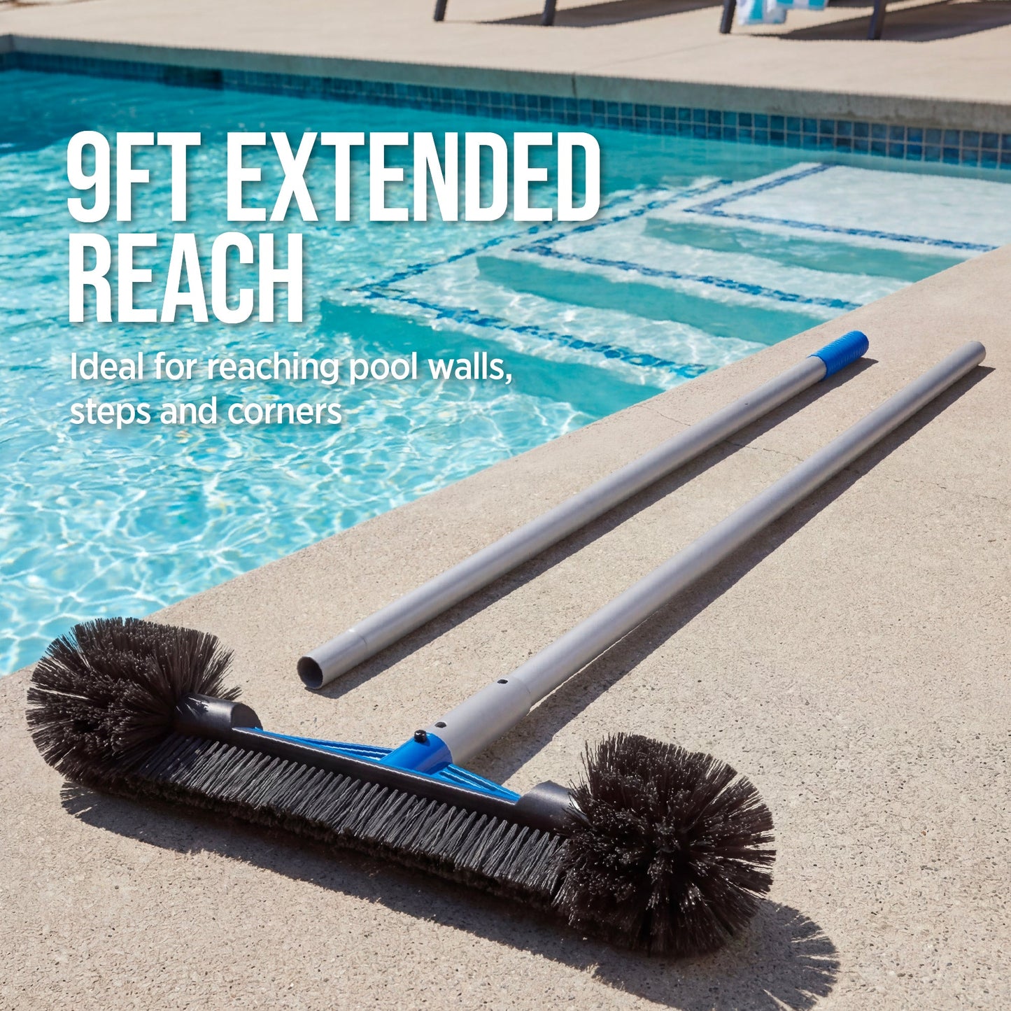Pool Cleaning Starter KitPool Brush Skimmer Net & 9 ft Aluminum Pole