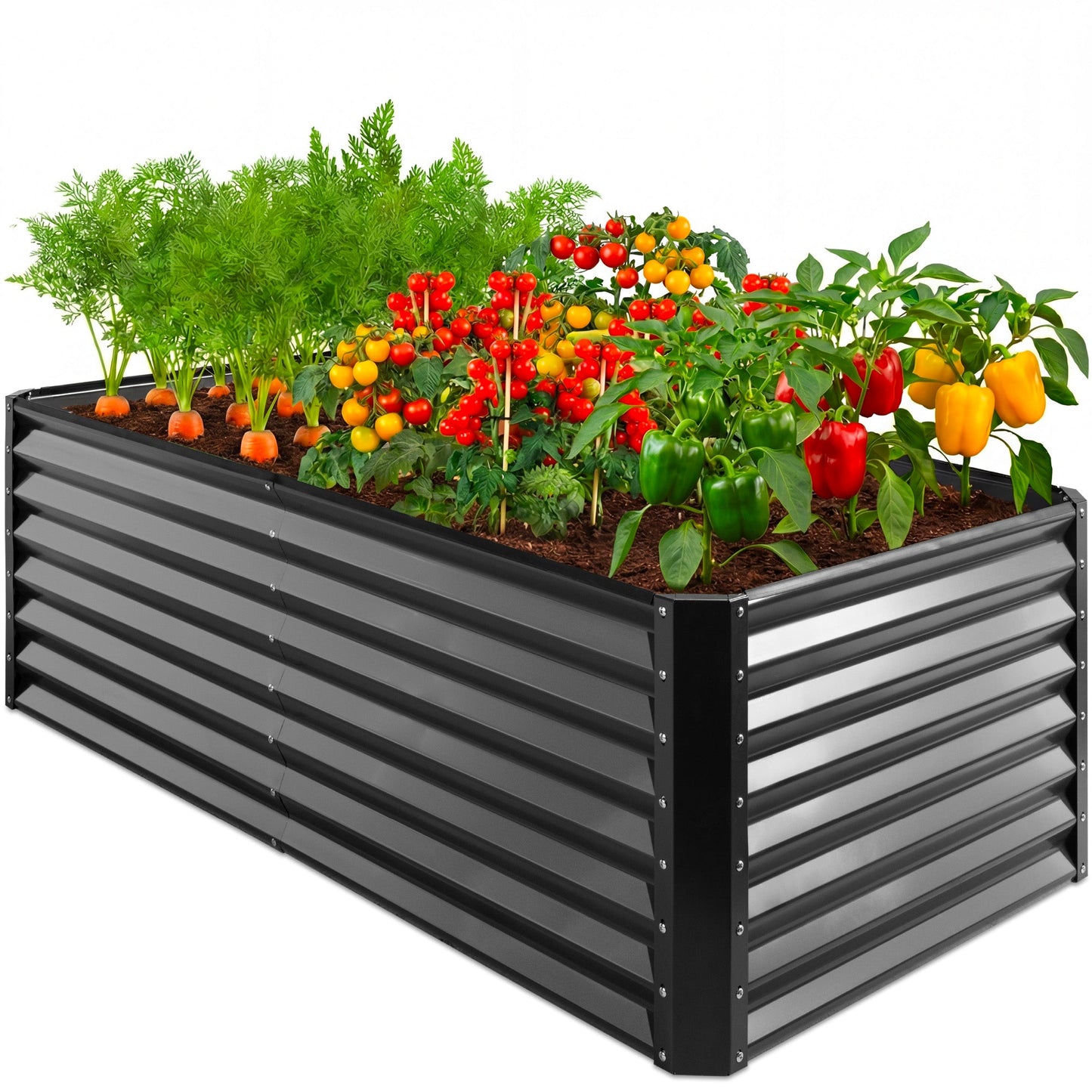Outdoor Metal Raised Garden Bed for Vegetables Flowers Herbs - 6x3x2ft