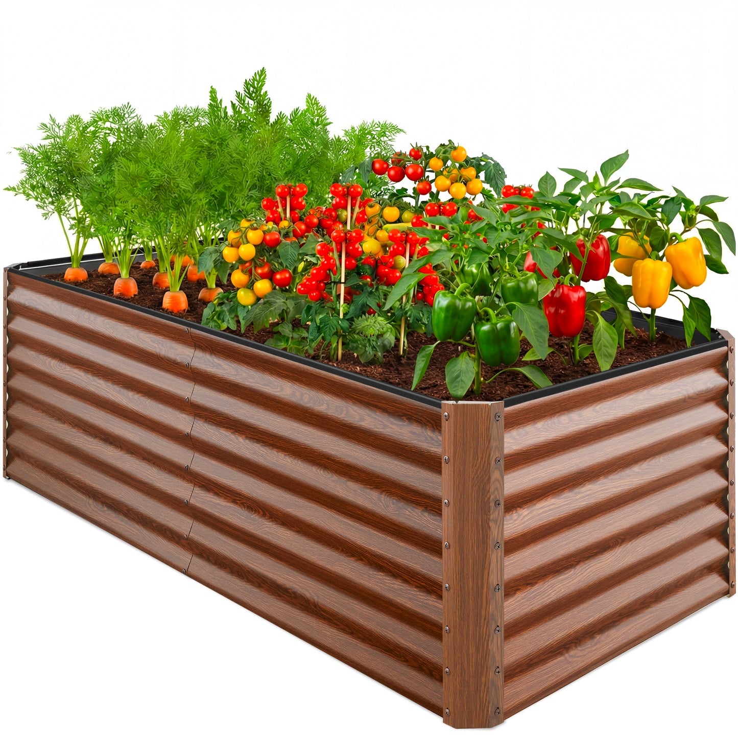 Outdoor Metal Raised Garden Bed for Vegetables Flowers Herbs - 6x3x2ft