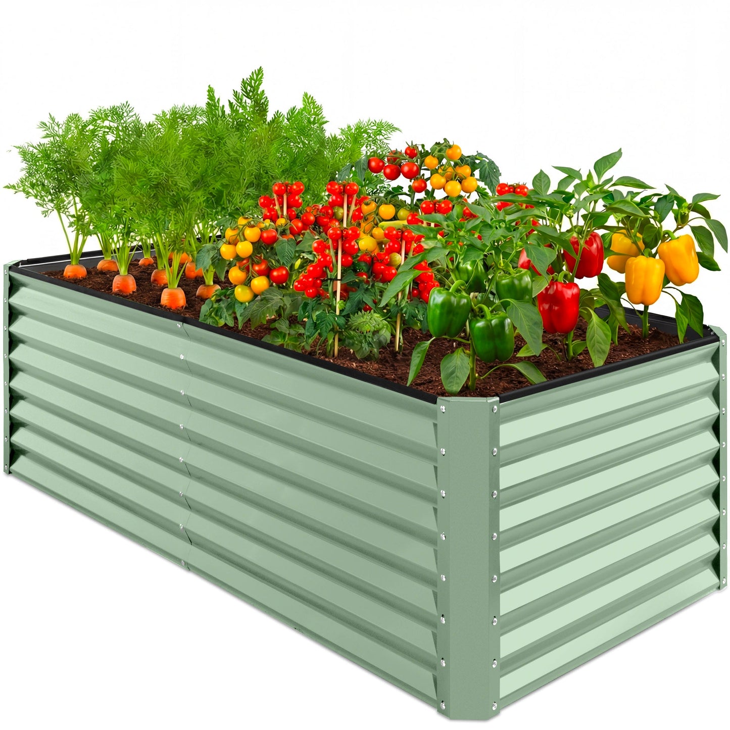 Outdoor Metal Raised Garden Bed for Vegetables Flowers Herbs - 6x3x2ft