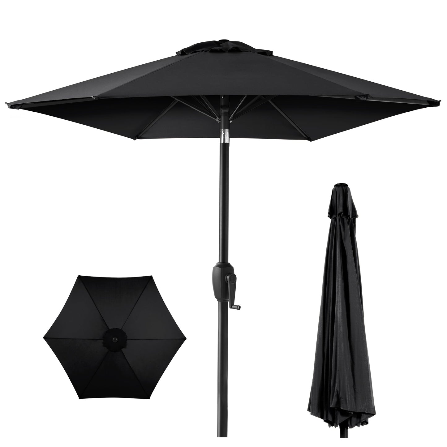 Outdoor Market Patio Umbrella w/ Push Button Tilt Crank Lift - 7.5ft