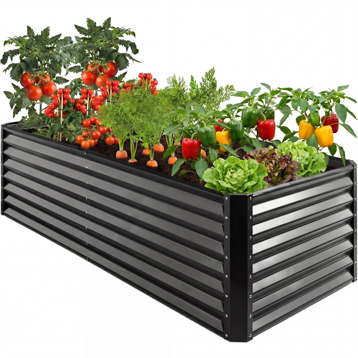Outdoor Metal Raised Garden Bed for Vegetables Flowers Herbs - 8x4x2ft