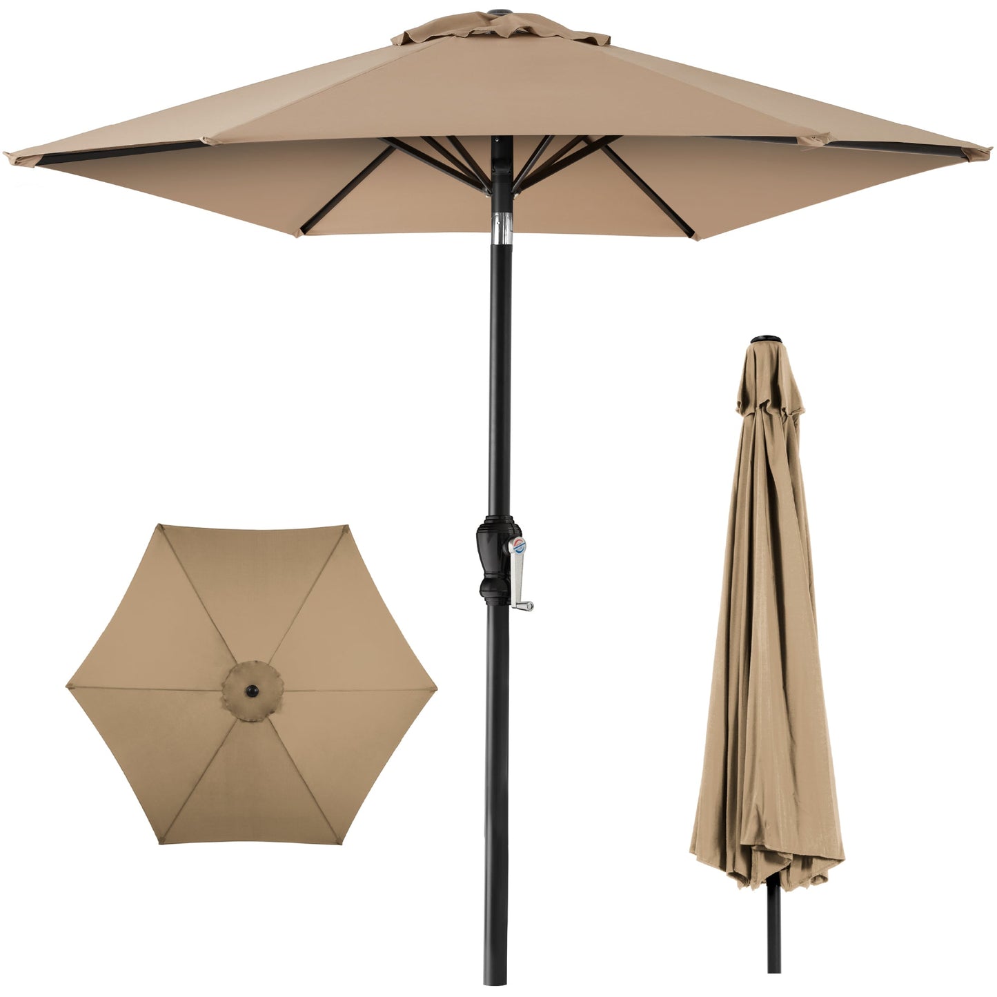 Outdoor Steel Market Patio Umbrella Decoration w/ Tilt Crank Lift - 10ft