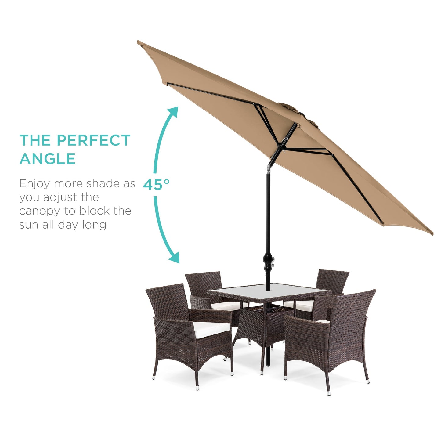 Outdoor Steel Market Patio Umbrella Decoration w/ Tilt Crank Lift - 10ft