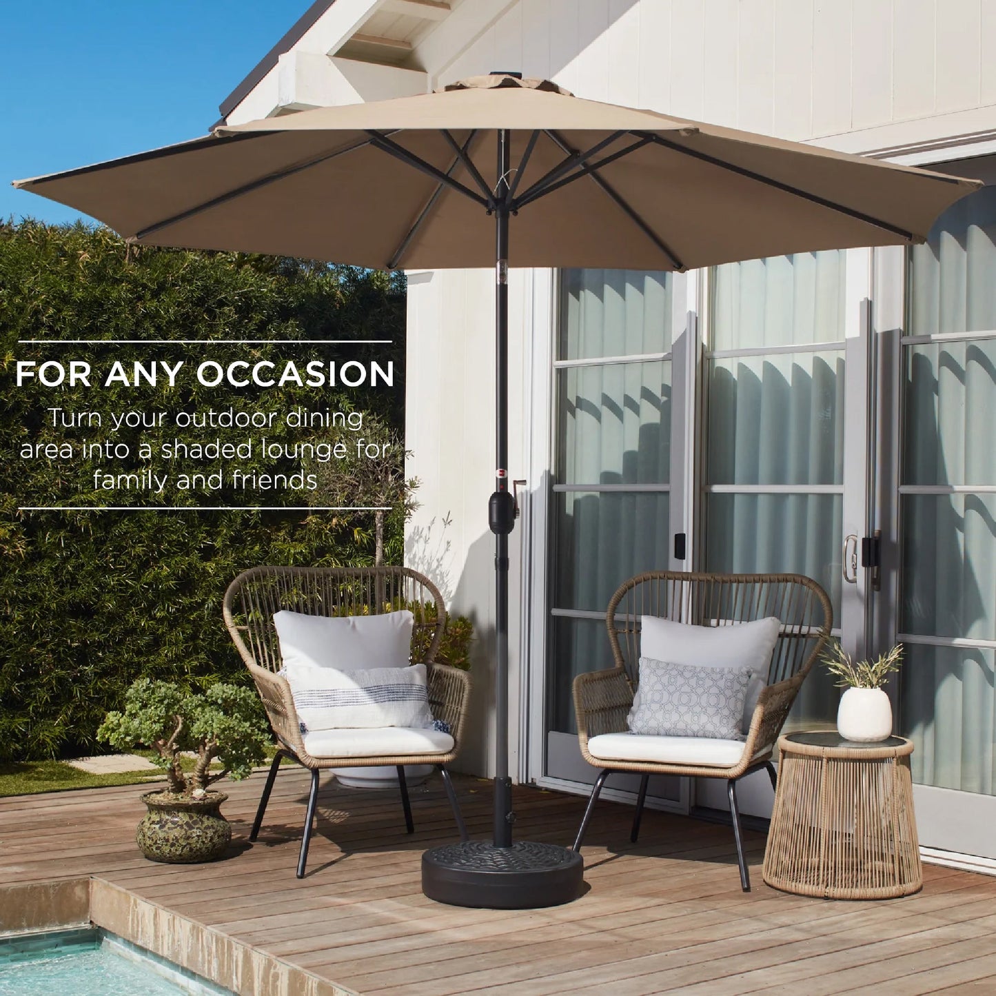 Outdoor Steel Market Patio Umbrella Decoration w/ Tilt Crank Lift - 10ft