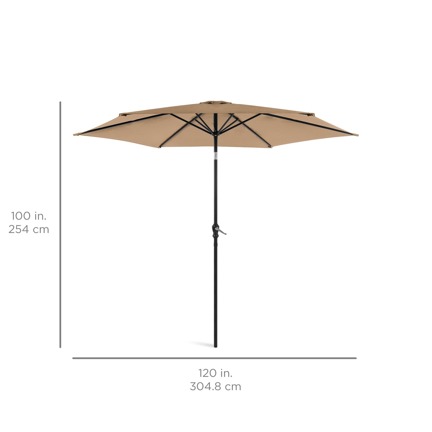 Outdoor Steel Market Patio Umbrella Decoration w/ Tilt Crank Lift - 10ft