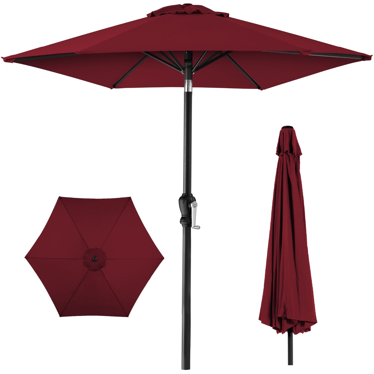 Outdoor Steel Market Patio Umbrella Decoration w/ Tilt Crank Lift - 10ft