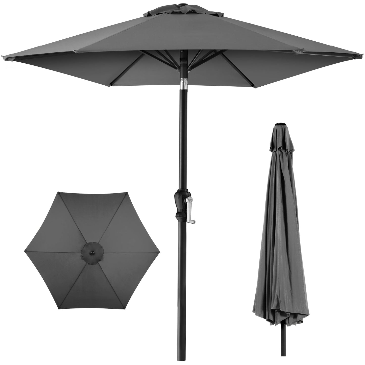 Outdoor Steel Market Patio Umbrella Decoration w/ Tilt Crank Lift - 10ft