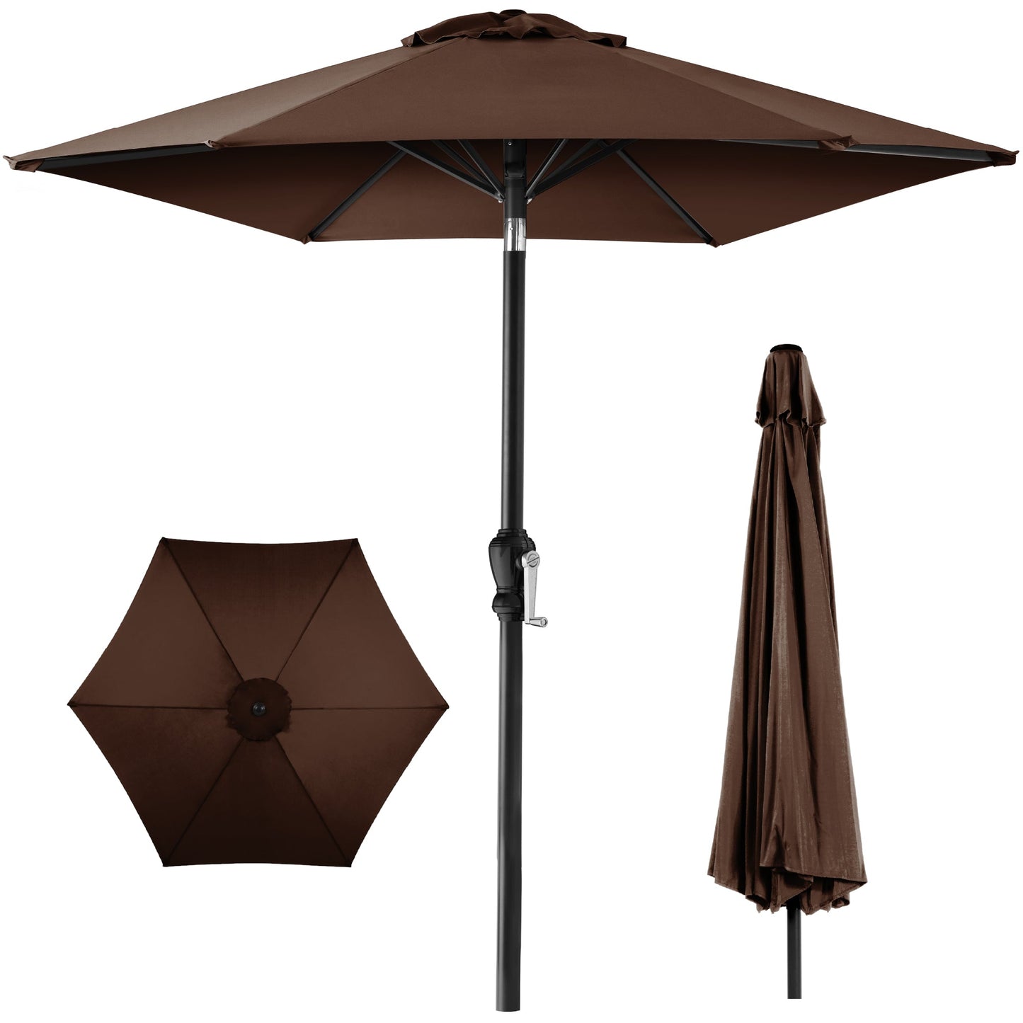 Outdoor Steel Market Patio Umbrella Decoration w/ Tilt Crank Lift - 10ft