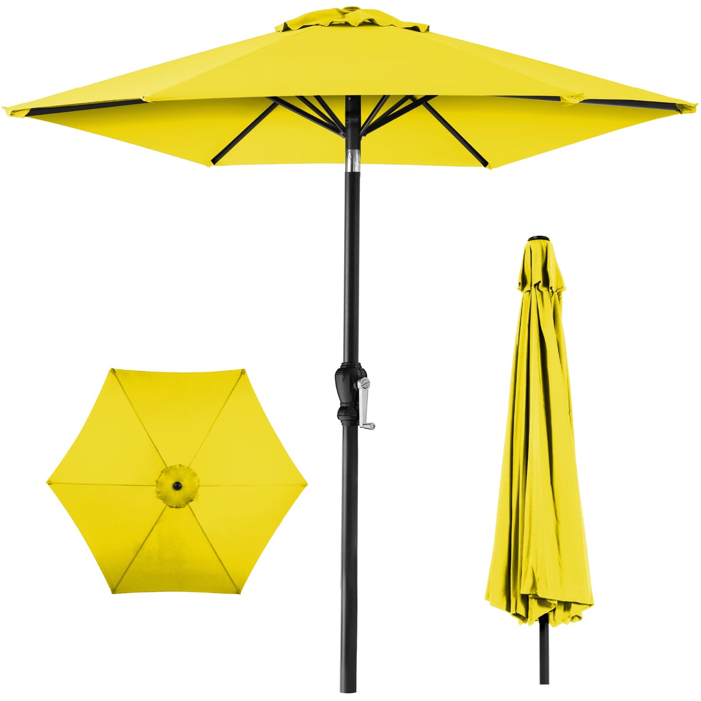 Outdoor Steel Market Patio Umbrella Decoration w/ Tilt Crank Lift - 10ft