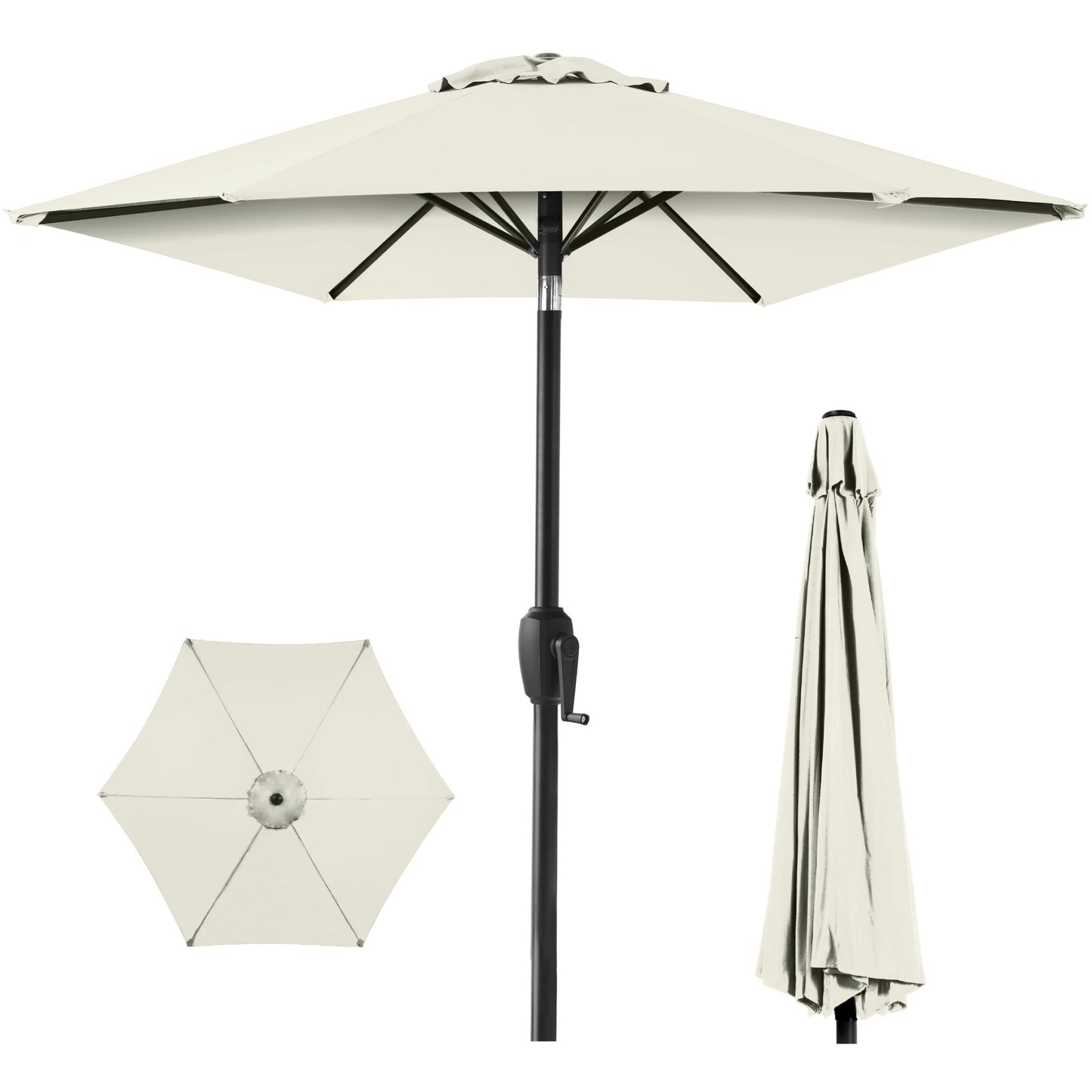 Outdoor Market Patio Umbrella w/ Push Button Tilt Crank Lift - 7.5ft