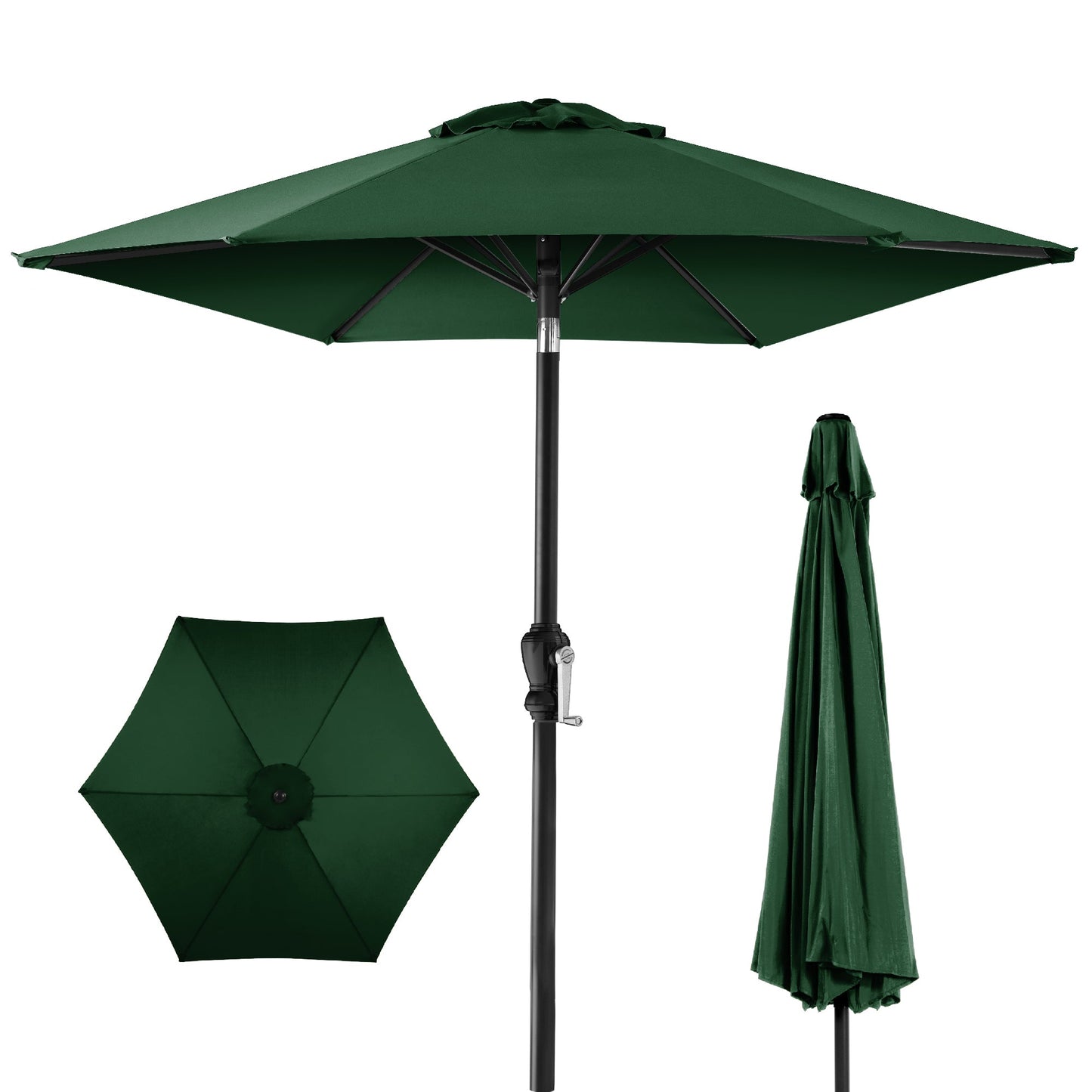 Outdoor Market Patio Umbrella w/ Push Button Tilt Crank Lift - 7.5ft