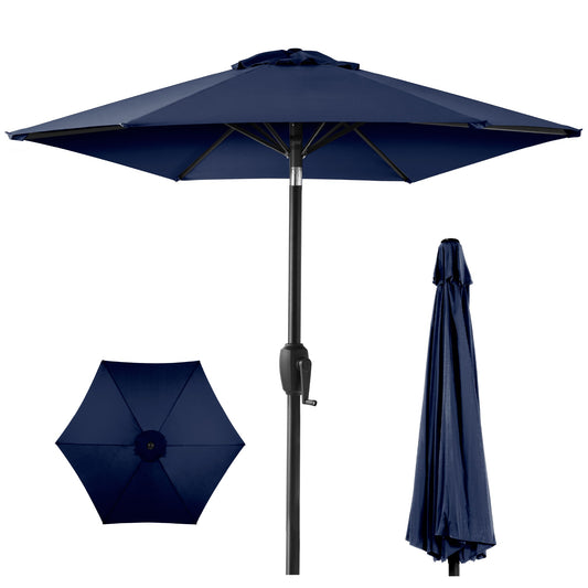 Outdoor Market Patio Umbrella w/ Push Button Tilt Crank Lift - 7.5ft
