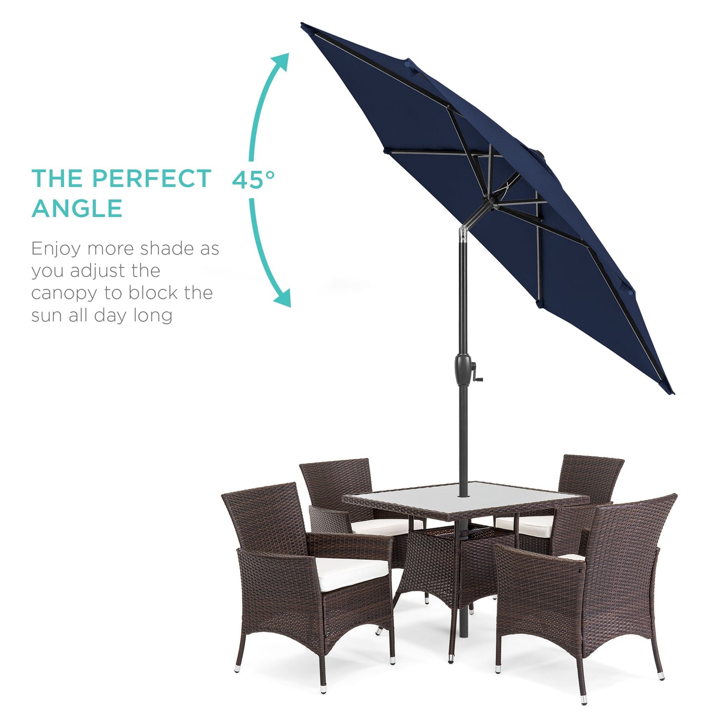Outdoor Market Patio Umbrella w/ Push Button Tilt Crank Lift - 7.5ft