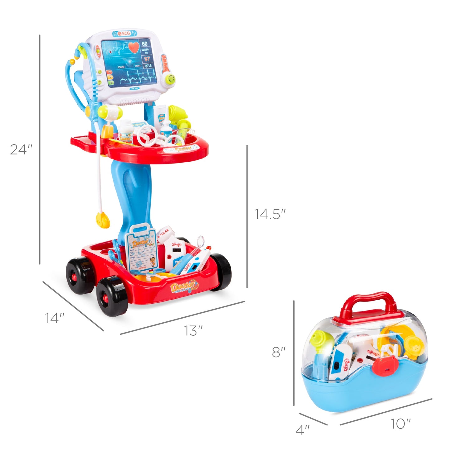 Play Doctor Kit for Kids Boys & Girls with 17 Accessories Mobile Cart