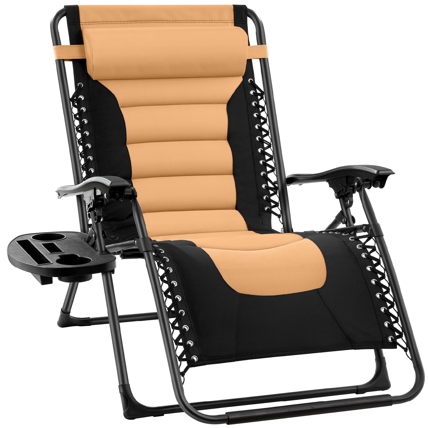 Oversized Padded Zero Gravity Chair Folding Recliner w/ Headrest Side Tray