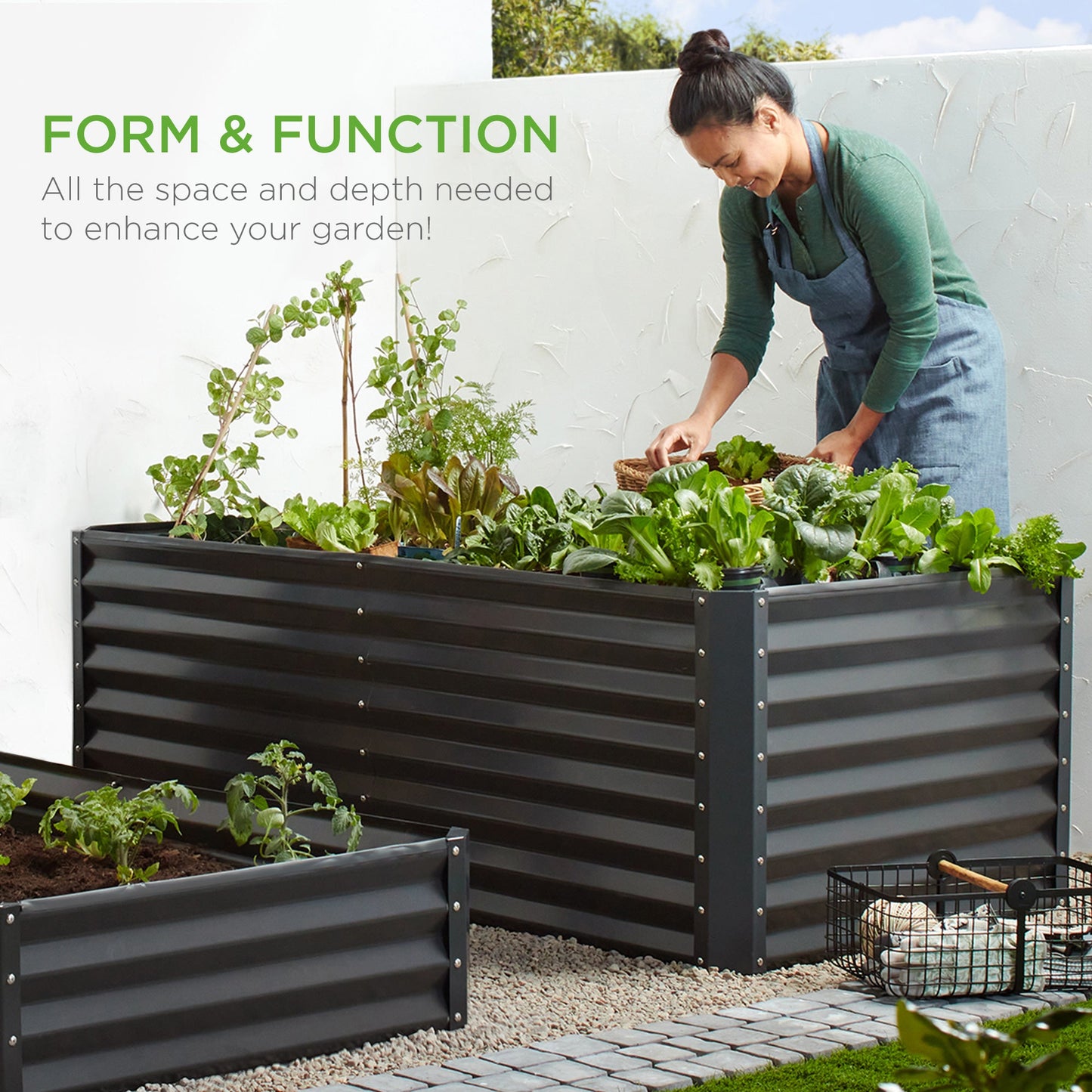 Outdoor Metal Raised Garden Bed for Vegetables Flowers Herbs - 6x3x2ft