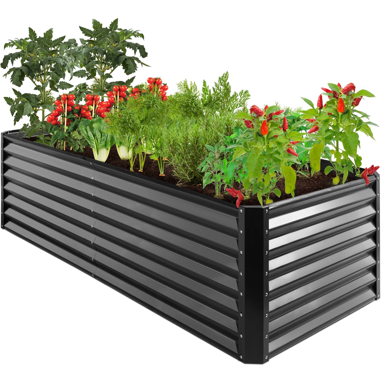 Outdoor Metal Raised Garden Bed for Vegetables Flowers Herbs - 8x4x2ft