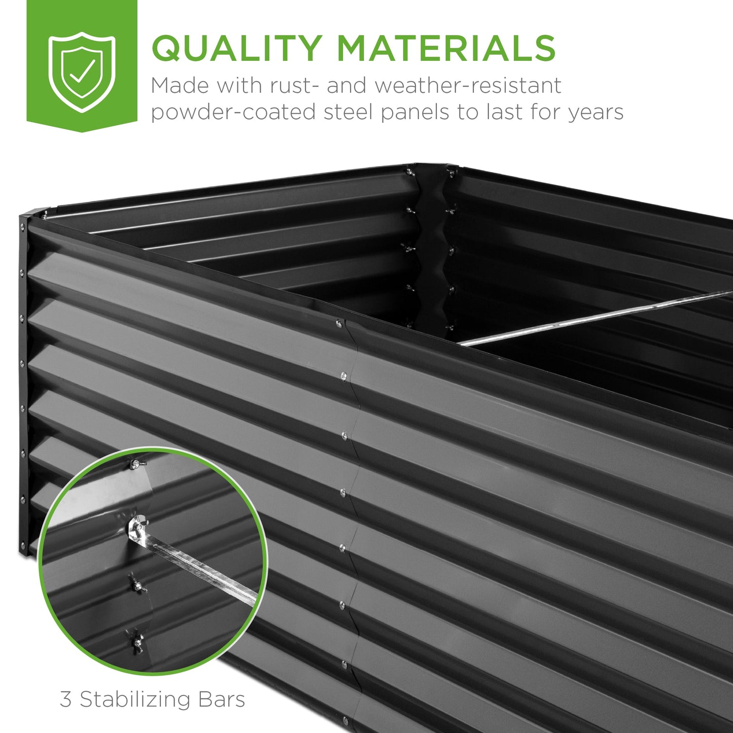 Outdoor Metal Raised Garden Bed for Vegetables Flowers Herbs - 8x4x2ft