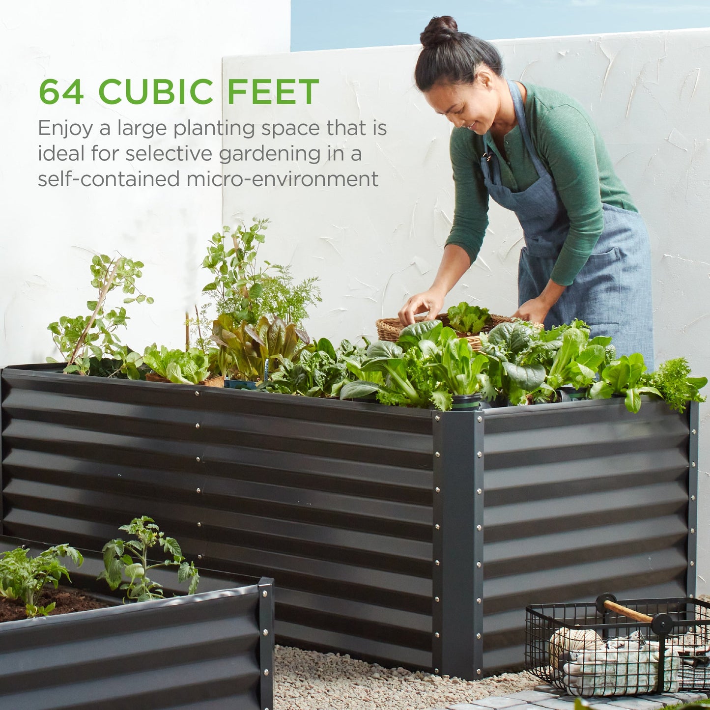 Outdoor Metal Raised Garden Bed for Vegetables Flowers Herbs - 8x4x2ft