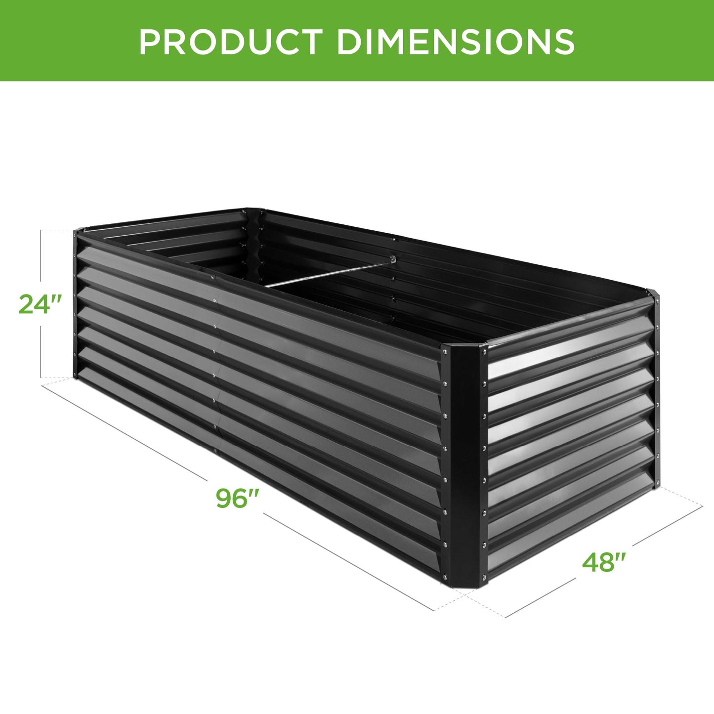 Outdoor Metal Raised Garden Bed for Vegetables Flowers Herbs - 8x4x2ft