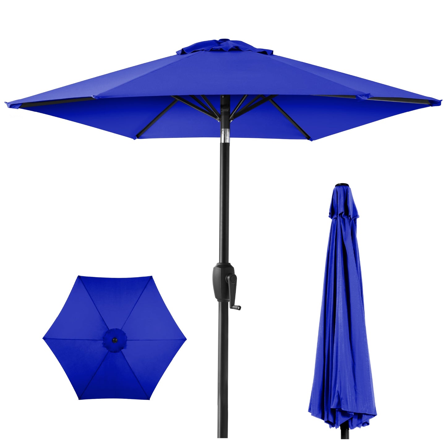 Outdoor Market Patio Umbrella w/ Push Button Tilt Crank Lift - 7.5ft